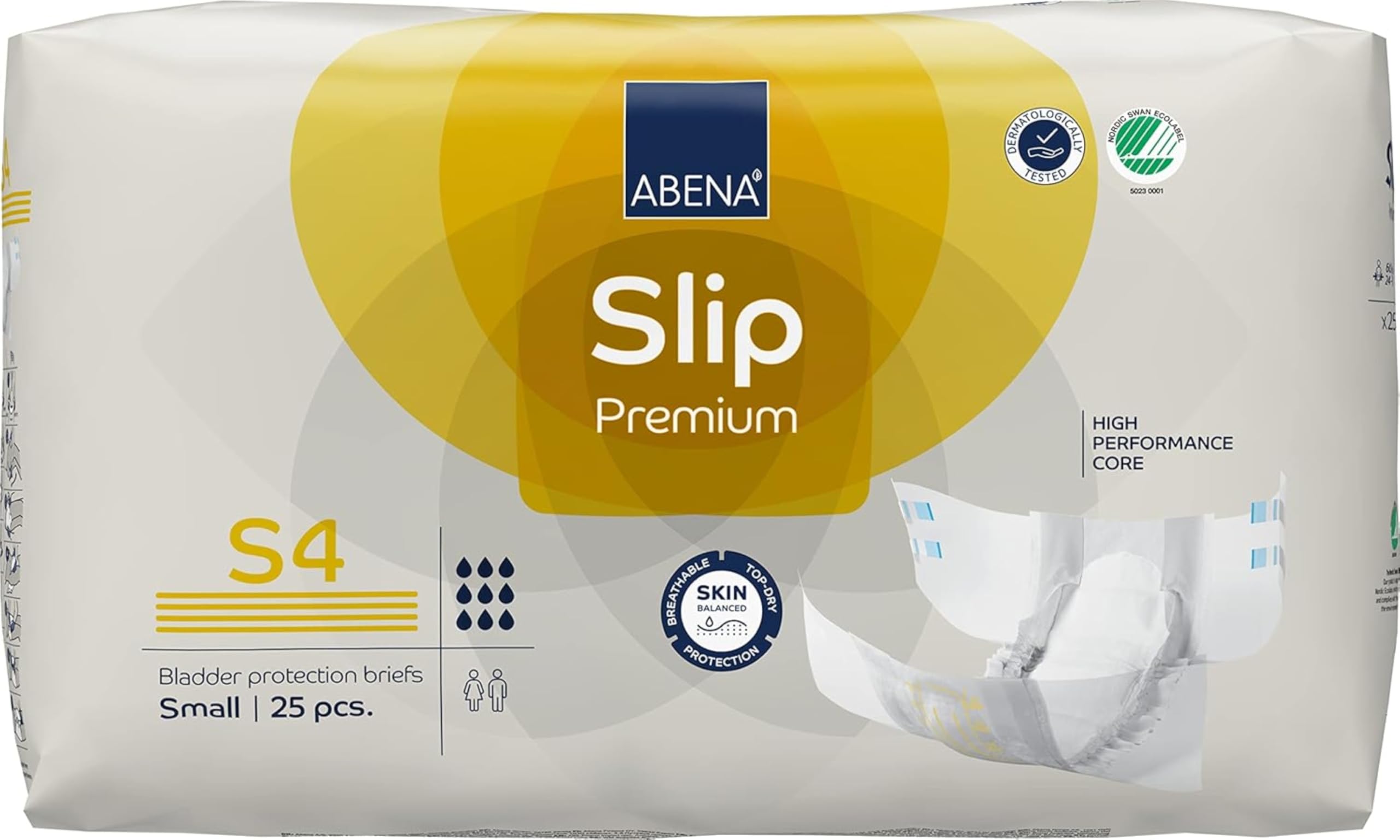 Slip Premium All-In-One Inconti Pads For Men & Women - Eco-Labelled, 2200ml Absorbency, Small, 60-85cm Waist, 25PK