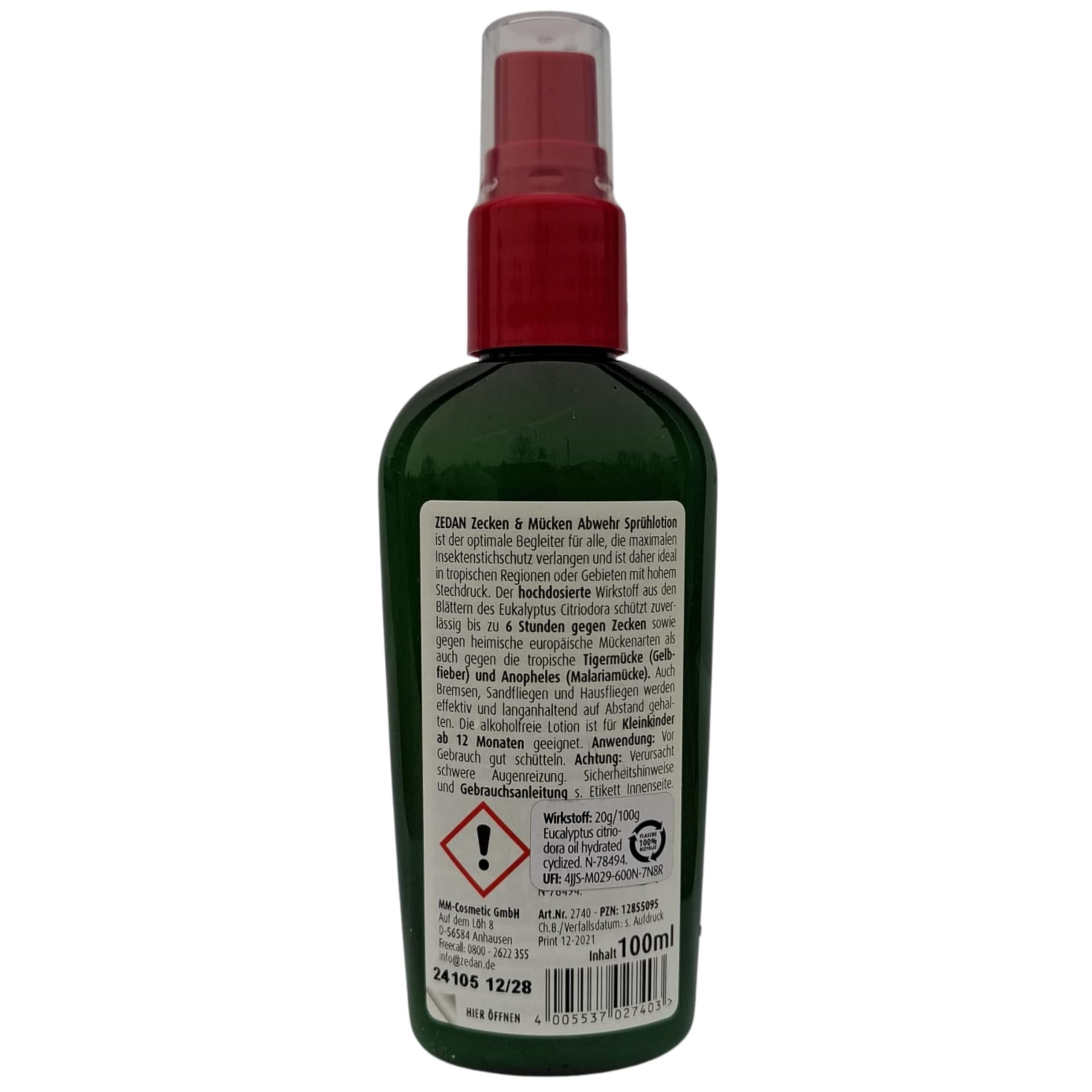 RL24 Zedan - Zecken & Mücken Abwehr Sprühlotion | Zecken- & Mückenspray | tropengeeignetes Insektenspray | Mückenschutz für Kinder ab 12 Monate | Insektenschutz Spray | 5 x 100 ml (5er Set)