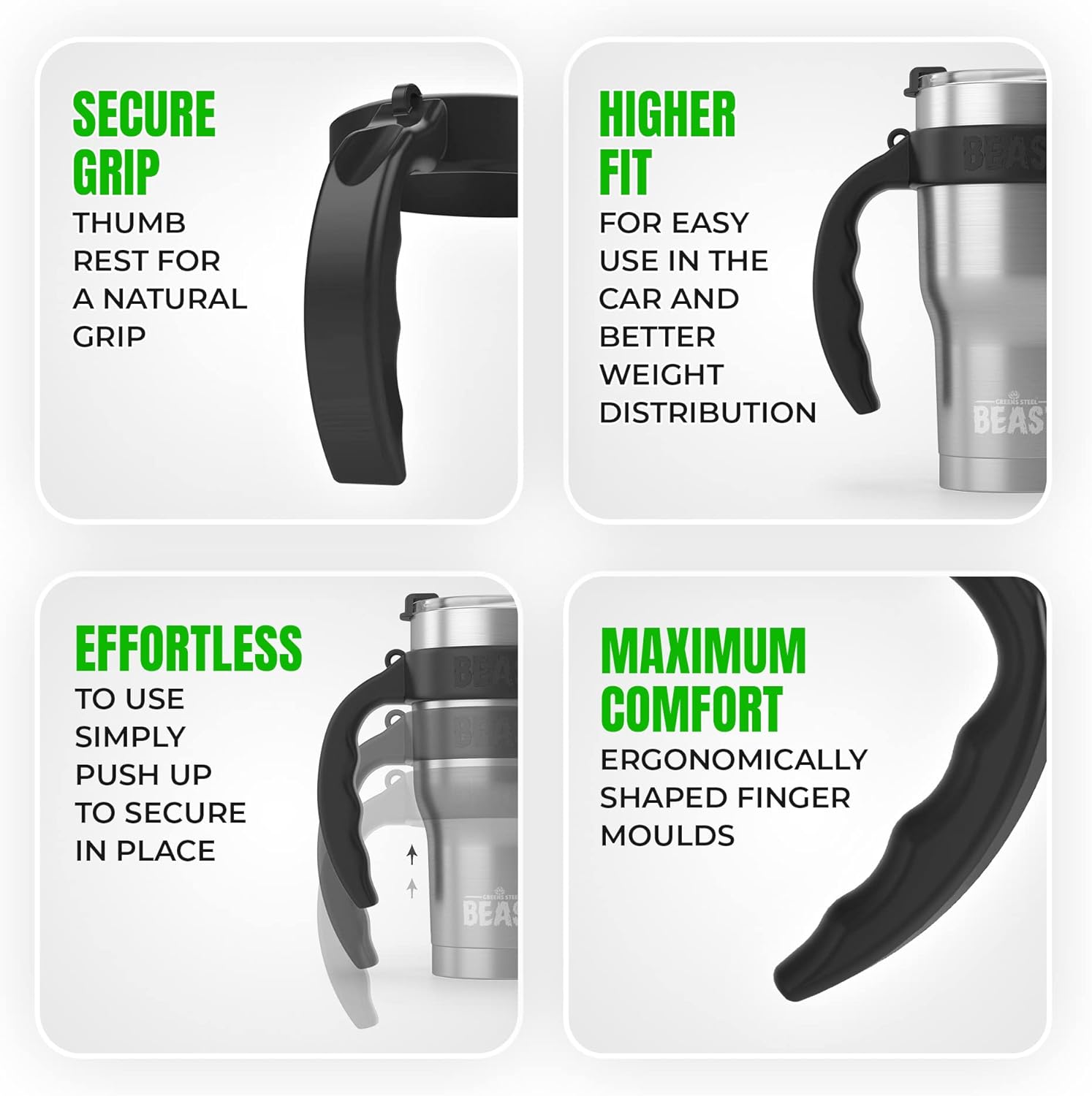 BEAST 20 oz Royal Blue Tumbler Set with Handle - Stainless Steel Coffee Cup + 2 Straws Brush, Gift Box & Black Handle - Image 6