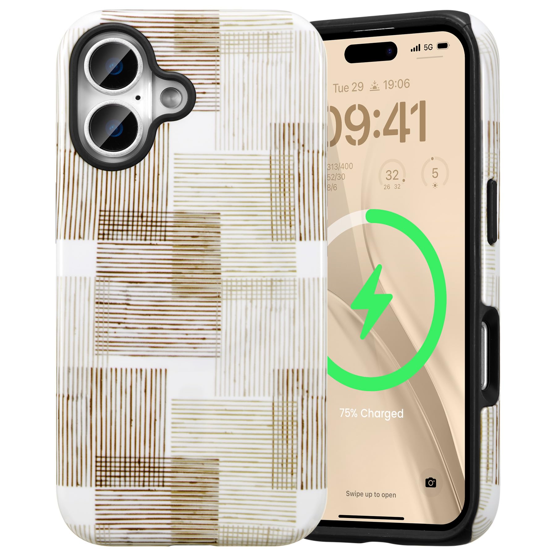 Coque iPhone 16 MagSafe ZCDAYE patchwork marron pour femme - 7