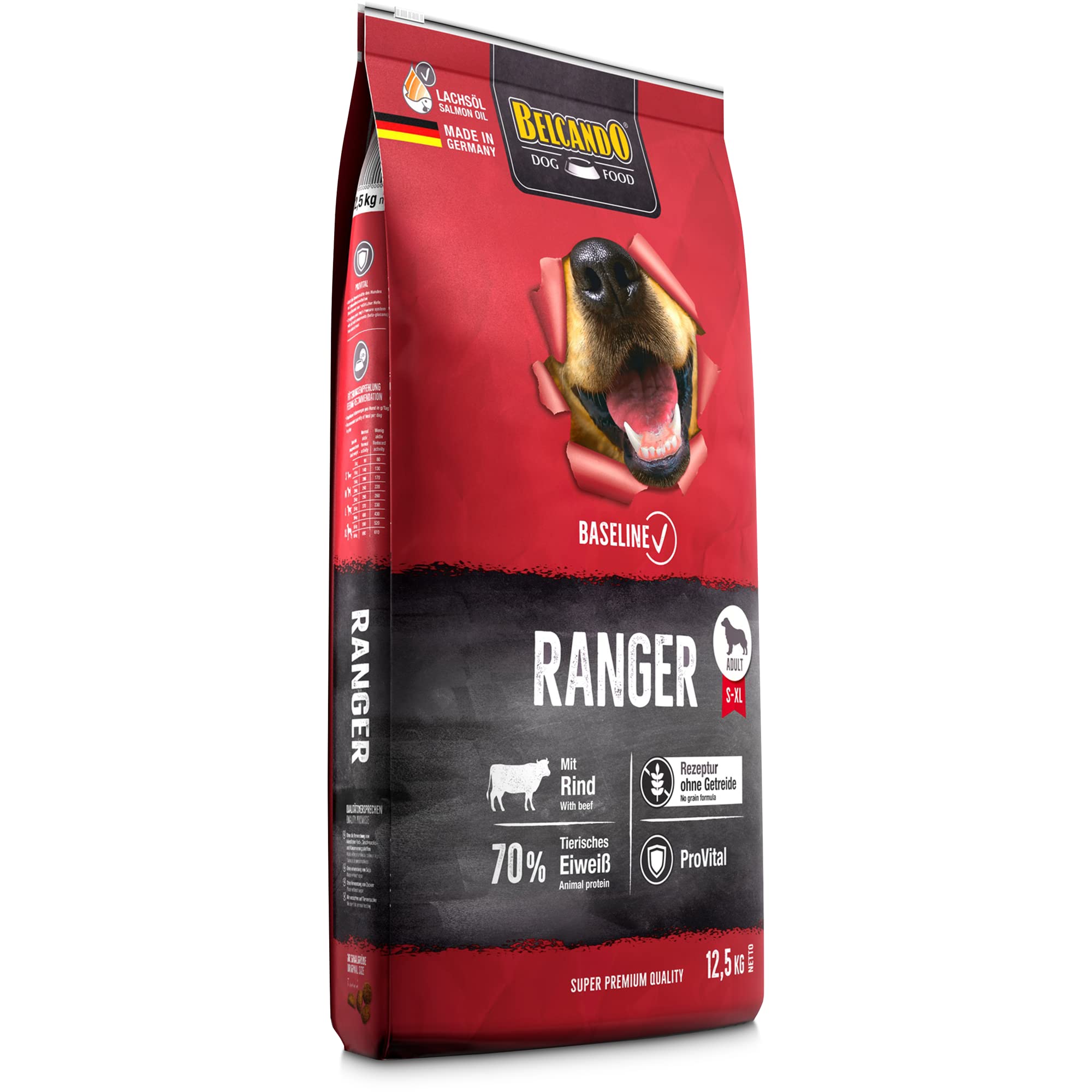 BELCANDO Baseline Ranger [12,5kg] Cibo secco per cani senza cereali | Mangime completo per cani adulti | Adatto a tutte le razze