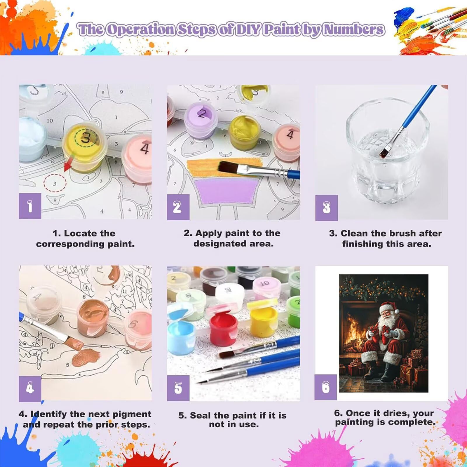 Malowanie według numerów dla dorosłych Boże Narodzenie Malowanie po numerach Czerwony Paint by Numbers Adult z pędzlami Zestaw do malowania z liczbami DIY Dorosły, na Halloween Dekoracje świąteczne