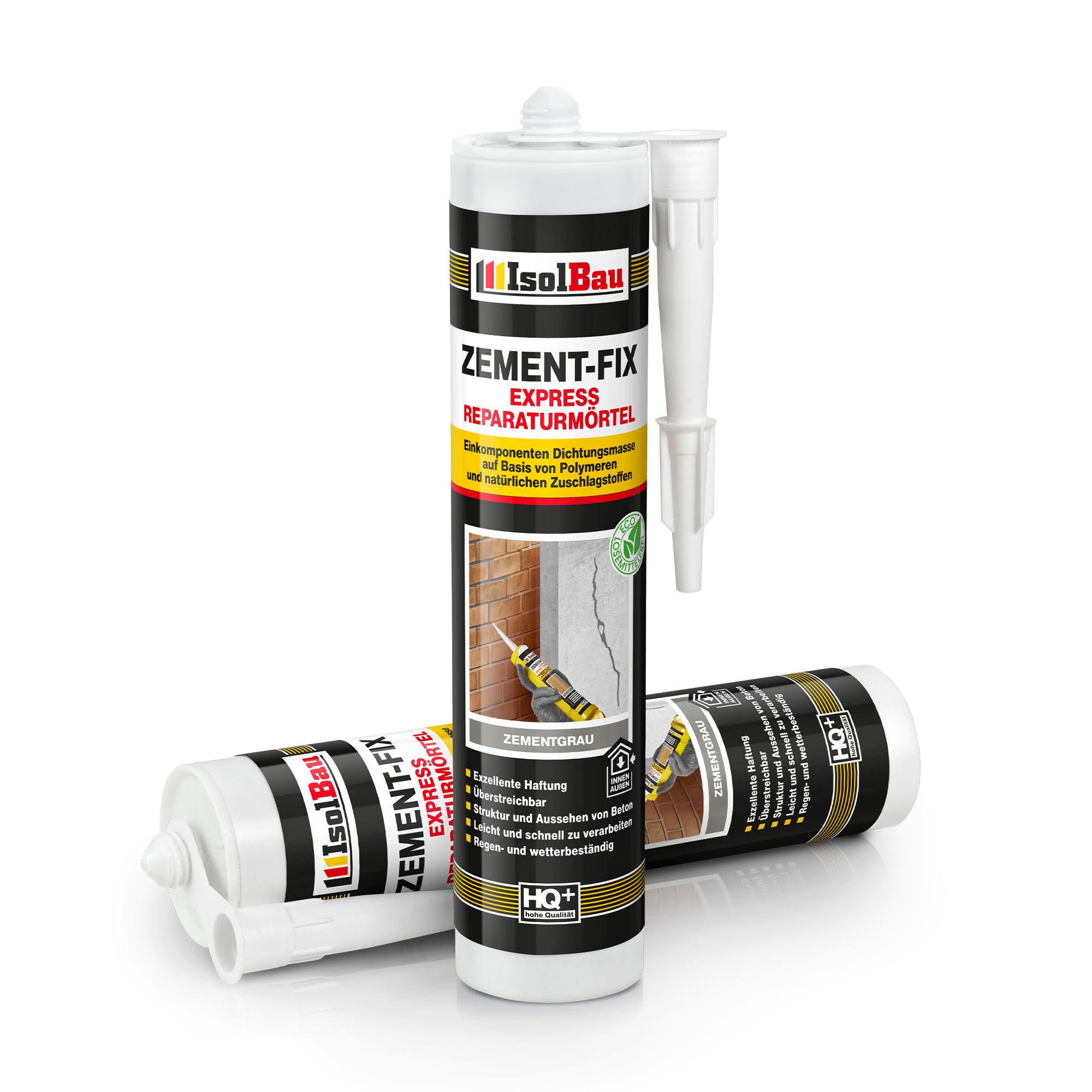 Isolbau Zement-Fix Express Lot de 10 cartouches de mastic de réparation pour joints et fissures en intérieur et extérieur Gris ciment 300 ml