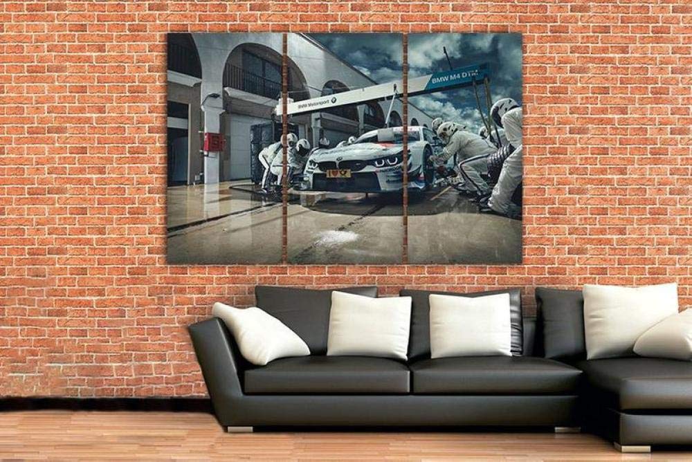 Cuadro de coche BMW M4 para salón moderno, tríptico en lienzo de 120x60cm de alta calidad visual