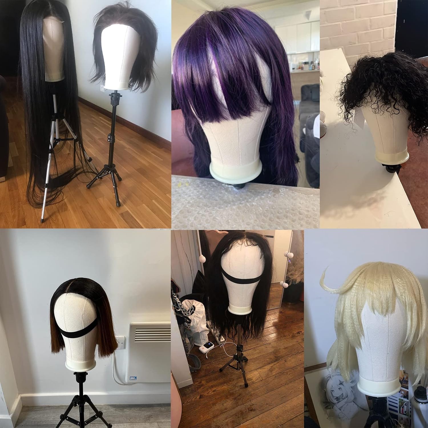 22 Inch Wig Head Mannequin Head for Wigs, Wig Stand with Head for Hair Styling Practice Display Wigs Making Tripod Stand with T Pins Set