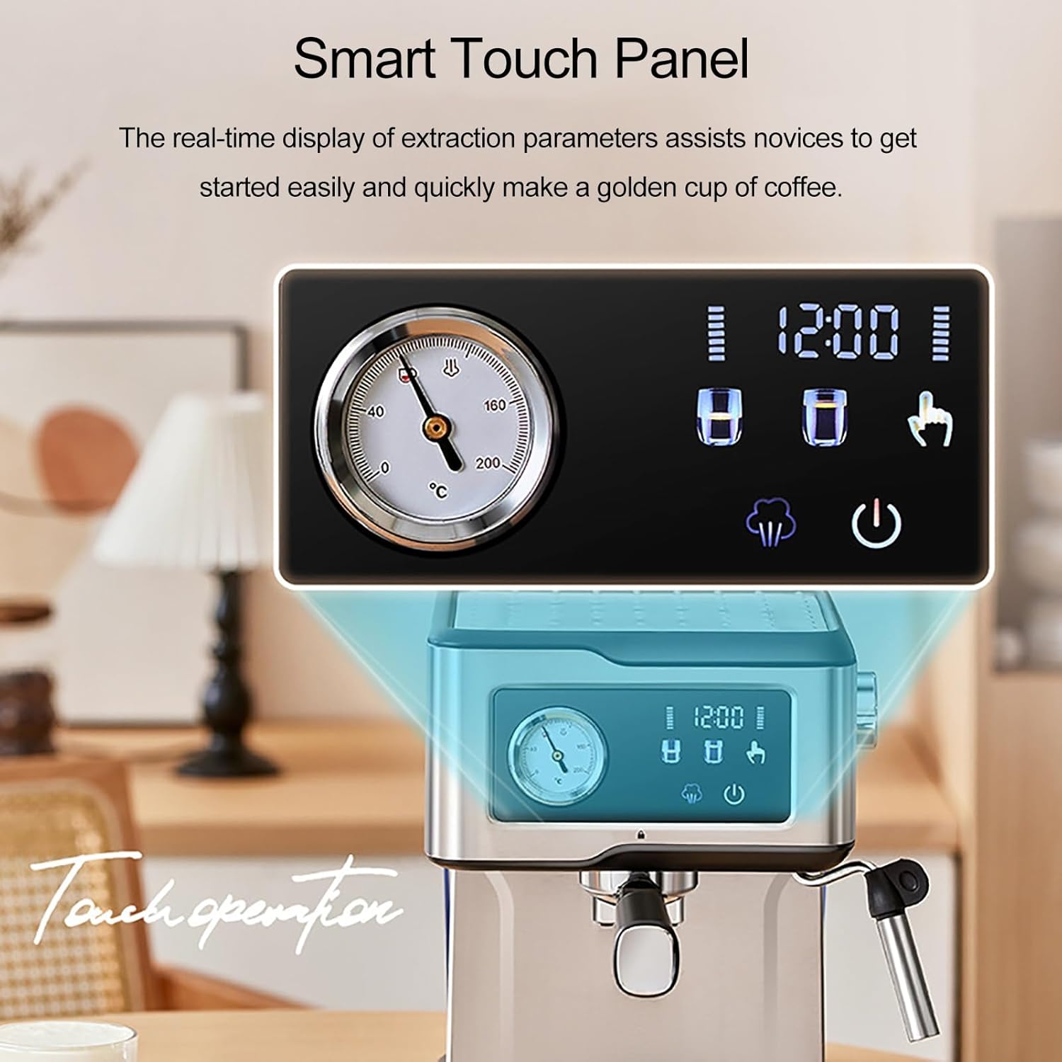 Professional Coffee Machine, Multifunctional Machine with Milk Foam Steam Wand, Small Stainless Steel Coffee Machine, Regular Home Coffee Machine, Semi-Automatic Espresso Machine