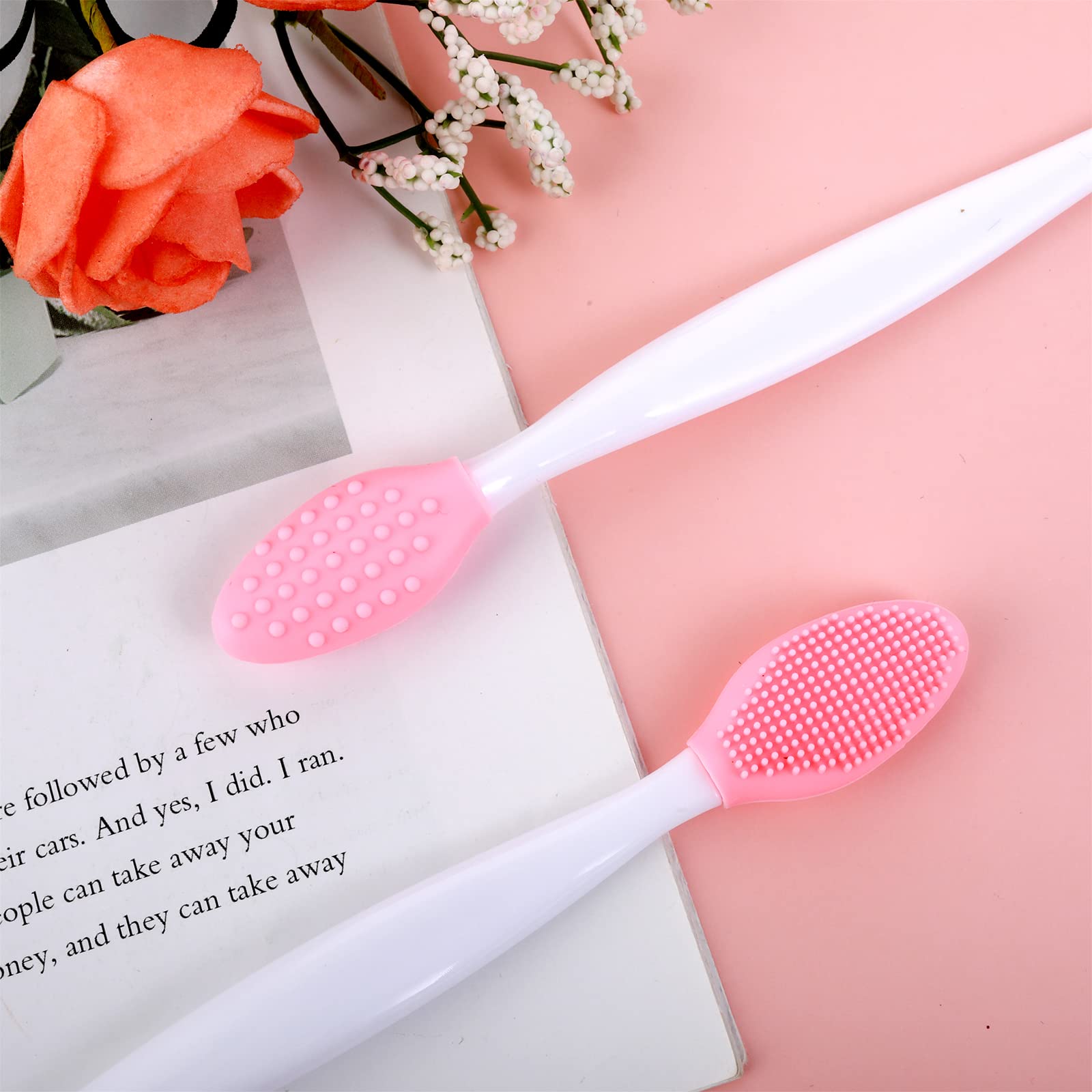 Lusofie 12 Pièces Brosse à Lèvres Exfoliante Pinceau à Lèvres en Silicone Double Face Mini Brosse à Lèvres Exfoliante pour Lèvres Foncées Hommes et Femmes Mini Brosse Soin des Lèvres