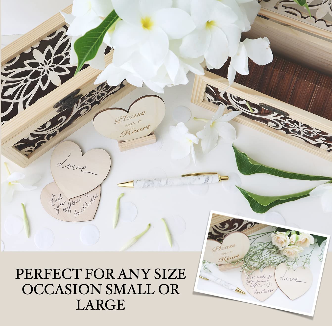 Alternative Guest Book Box Wedding Guest book Alternative 62 Large Wooden Hearts Also for