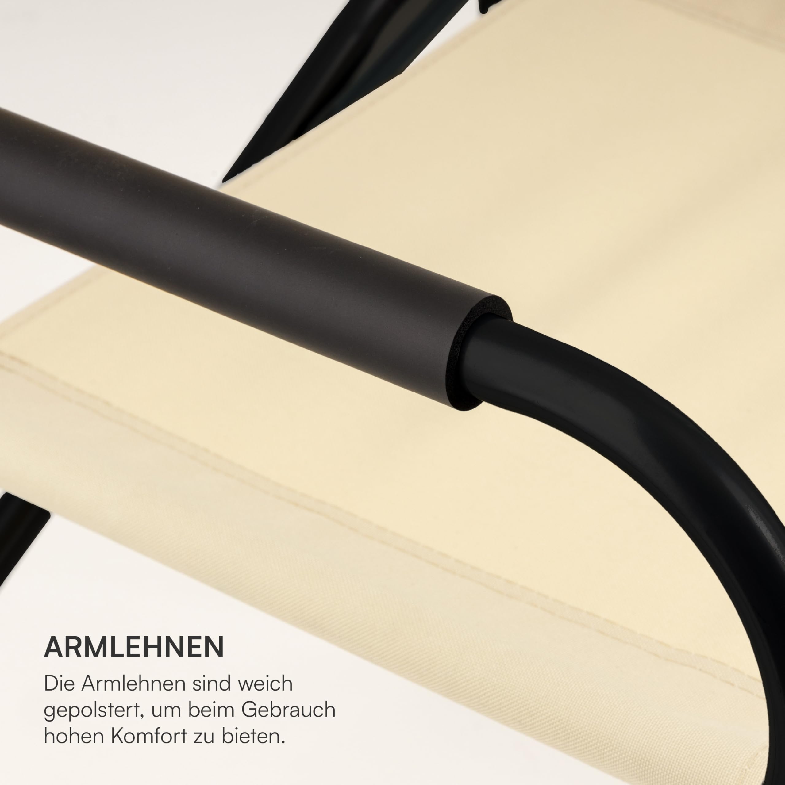 Baroni Home klappbarer Regiestuhl aus Stahlrohr, ergonomischer Klappstuhl mit Rückenlehne, faltbar und platzsparend, aus Leinwand, für Camping, Meer und Strand, 56x44x76 cm, Ecru