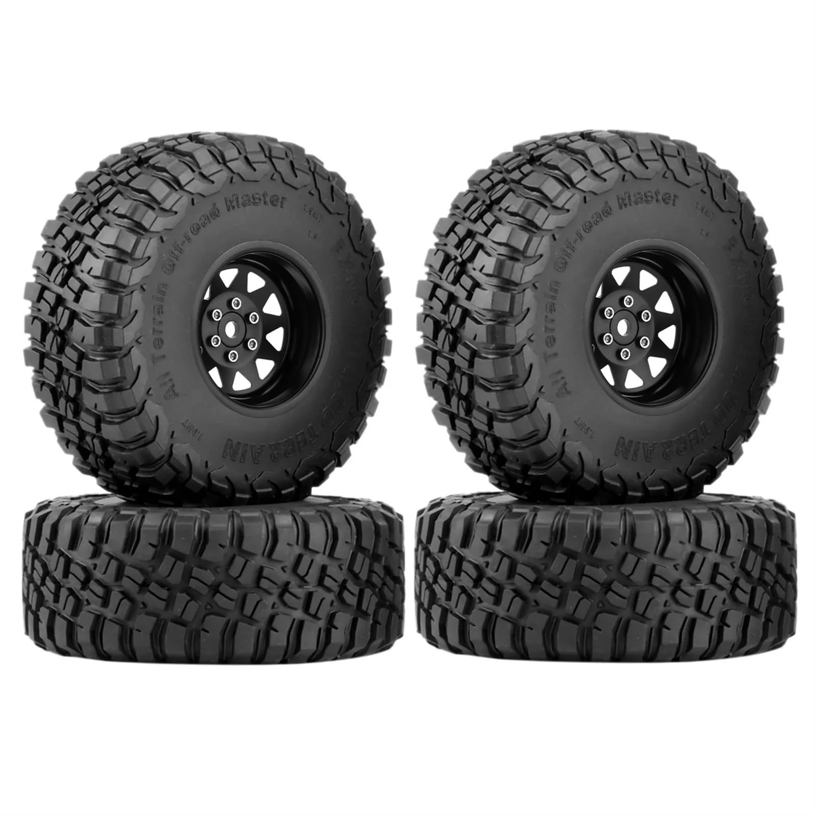 Rc Tire Jante pour Traxxas pour TRX4 pour Axial pour SCX10 pour Voiture sur Chenilles 1/10 RC 4 Pièces 8,9 Mm 1,9" Beadlock Jante Moyeu Pneu(Black)
