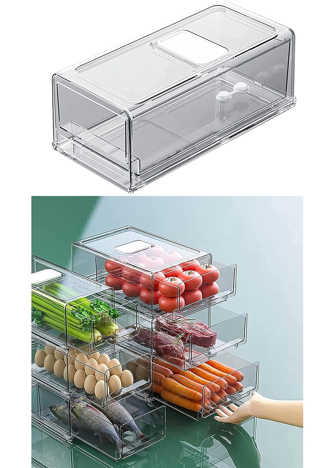 Tecnovo Refrigerator Organizer Stackable Food Kitchen Portable Storage ...