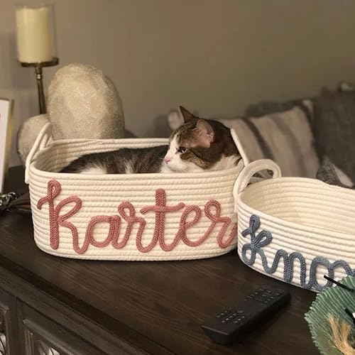 Miniatura 6 de Custom Baby Name Basket, Baby Shower Gift Basket, Diaper Caddy For Baby Girl-Cotton Rope Diaper Caddy,Diaper Organizer For Changing Table (Option 1)
