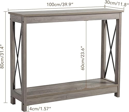 Miniatura 2 de HOKYHOKY Mesa de sofá consola para entrada, mesa de pasillo estrecha moderna de mediados de siglo con estación de carga, mesas de vestíbulo de