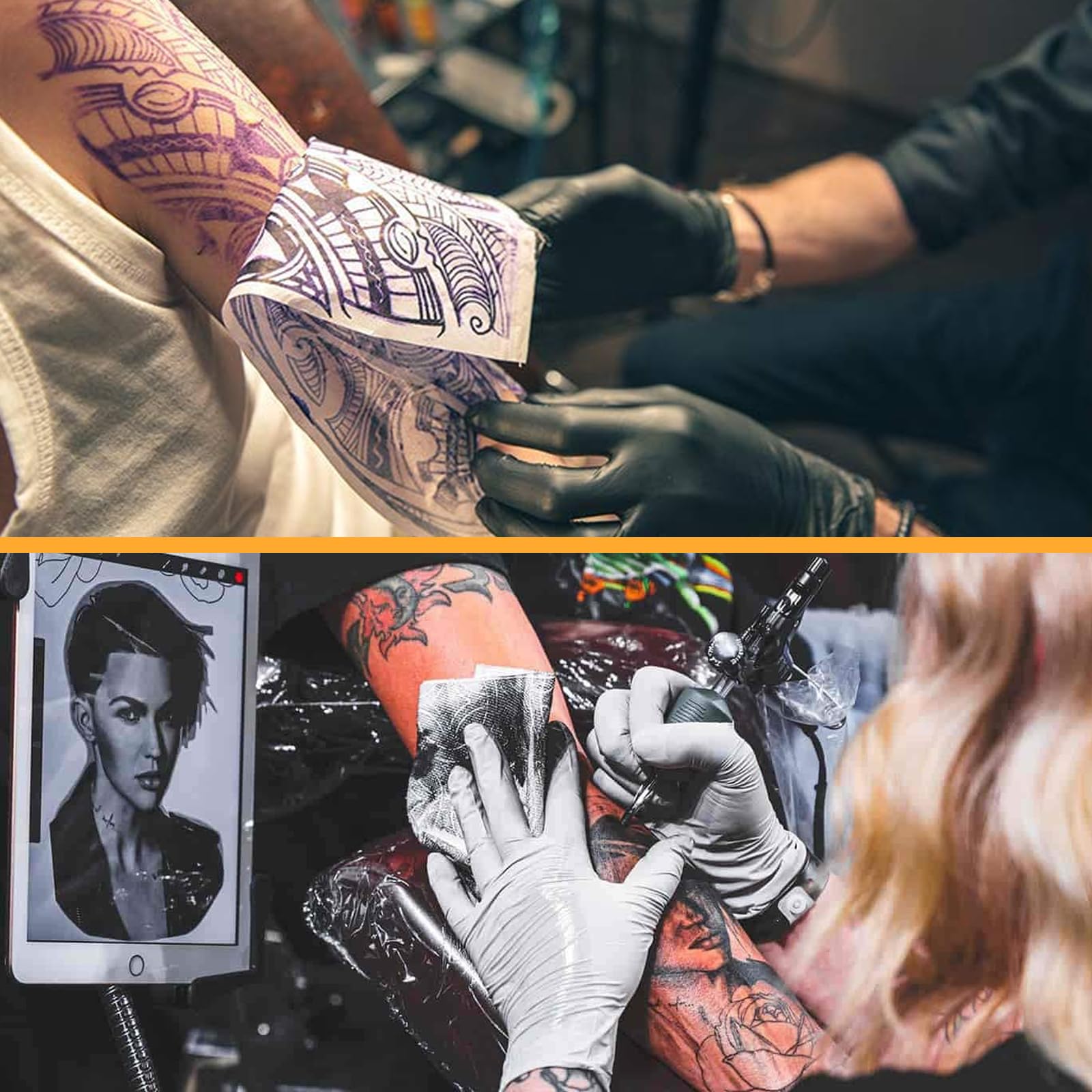 35 piezas 3 mm de piel sintética con papel de transferencia – 5 unidades de piel de ejercicios de tatuaje de 3 mm con 30 plantillas de papel