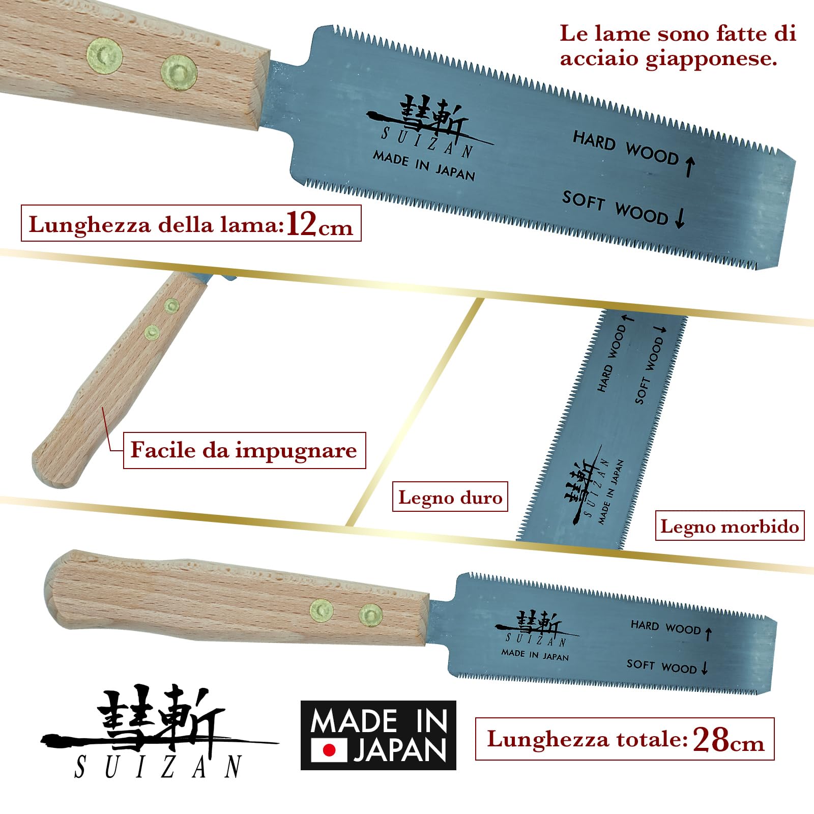 SUIZAN Sega giapponese a taglio a filo 120mm - Utensili professionali per la lavorazione del legno