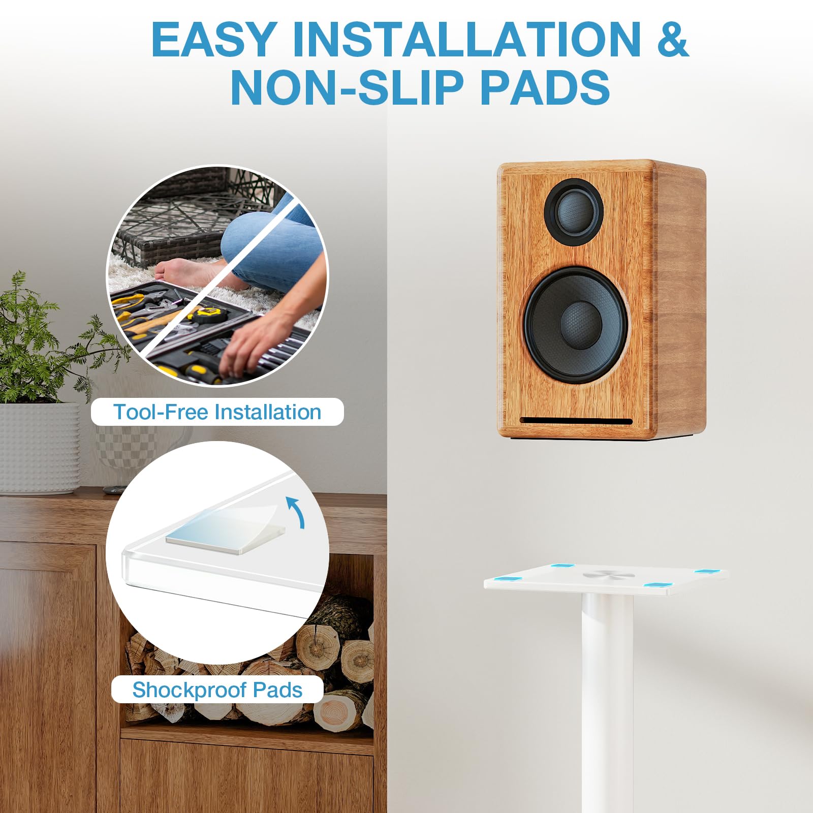 5Rcom Support D'enceinte Universel Pieds Enceintes - Hauteur 680 mm - Supporte Les Allant Jusqu'a 10kgs - Ensemble de 2 - Gestion des Câbles - Facile À Assembler