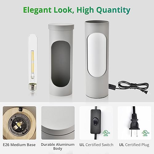 Miniatura 5 de LEDIARY Lámpara kosher, lámpara de lectura para shabbos, lámparas de mesa plateadas y luz nocturna para sala de estar, dormitorio, bombilla T10