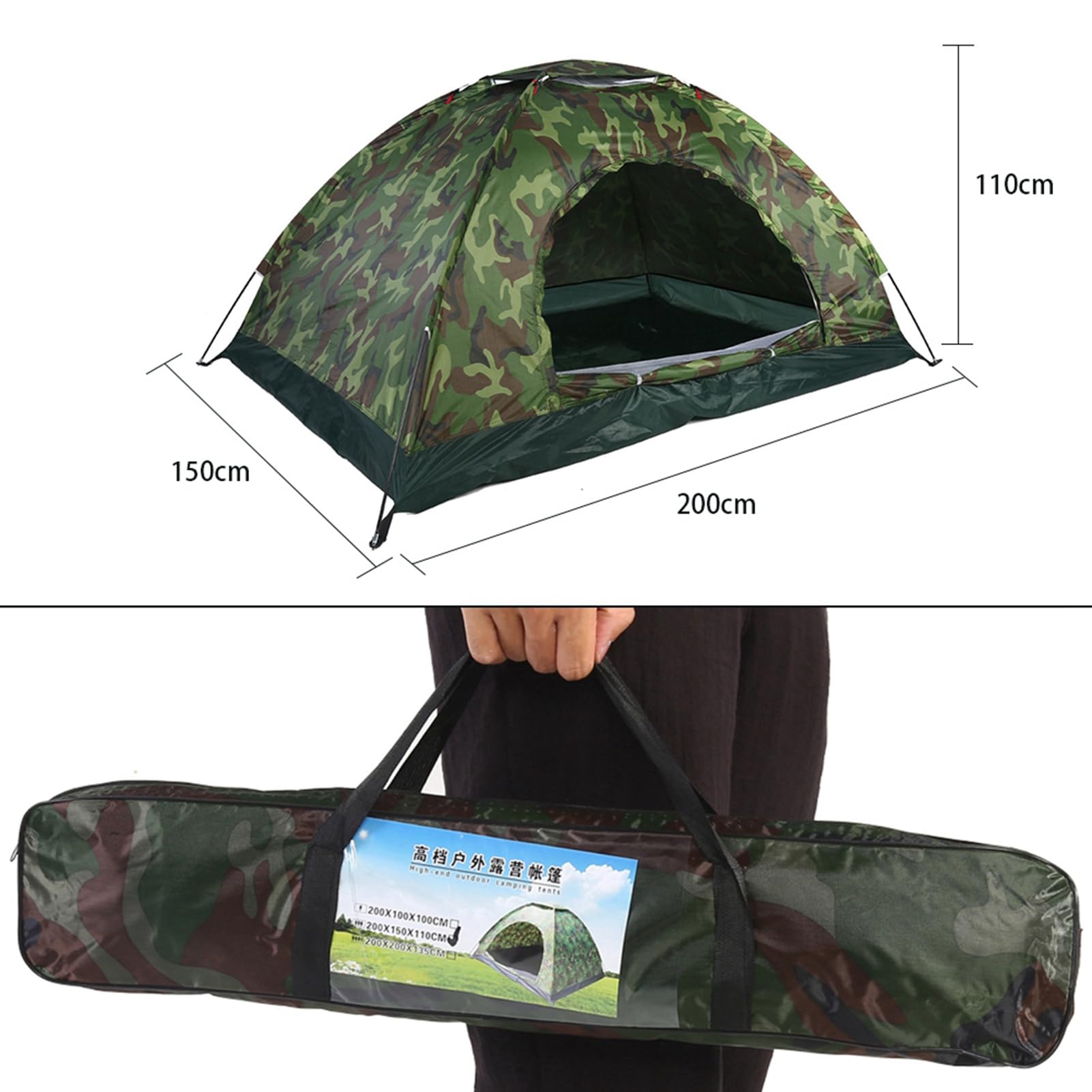Tenda da Campeggio per 1-2 Persone Tenda a Cupola Leggera 3 Stagione Impermeabile con Rete Anti-Insetti per Famiglia Gite in Spiaggia Festival Feste