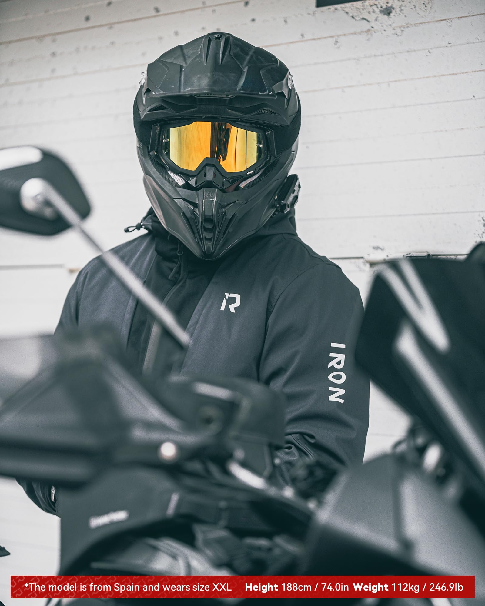 RIDEIRON Motorradjacke Herren Motorrad jacke Winter mit CE-Schulter und Ellenbogenpolstern Schutzausrüstung,Herausnehmbarem Futter zum Schutz vor Kälte und Wind für alle Jahreszeiten