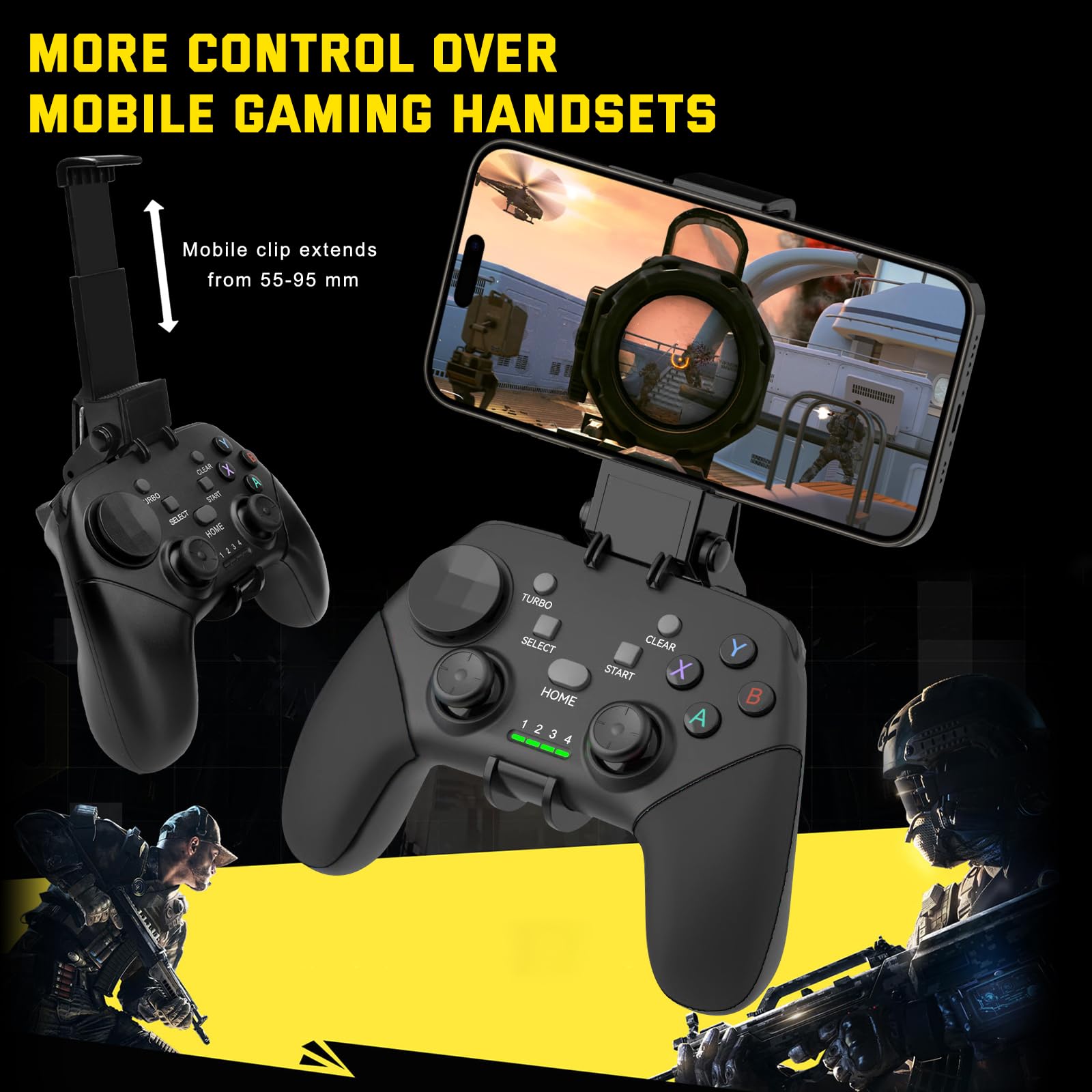 Joso Controller di gioco mobile wireless per iOS, Android, iPad, tablet, PC, controller del telefono per iPhone 14/13/12/11, Galaxy S22/21, telefoni Android, COD Mobile, Genshin Immpact, Cloud Gaming