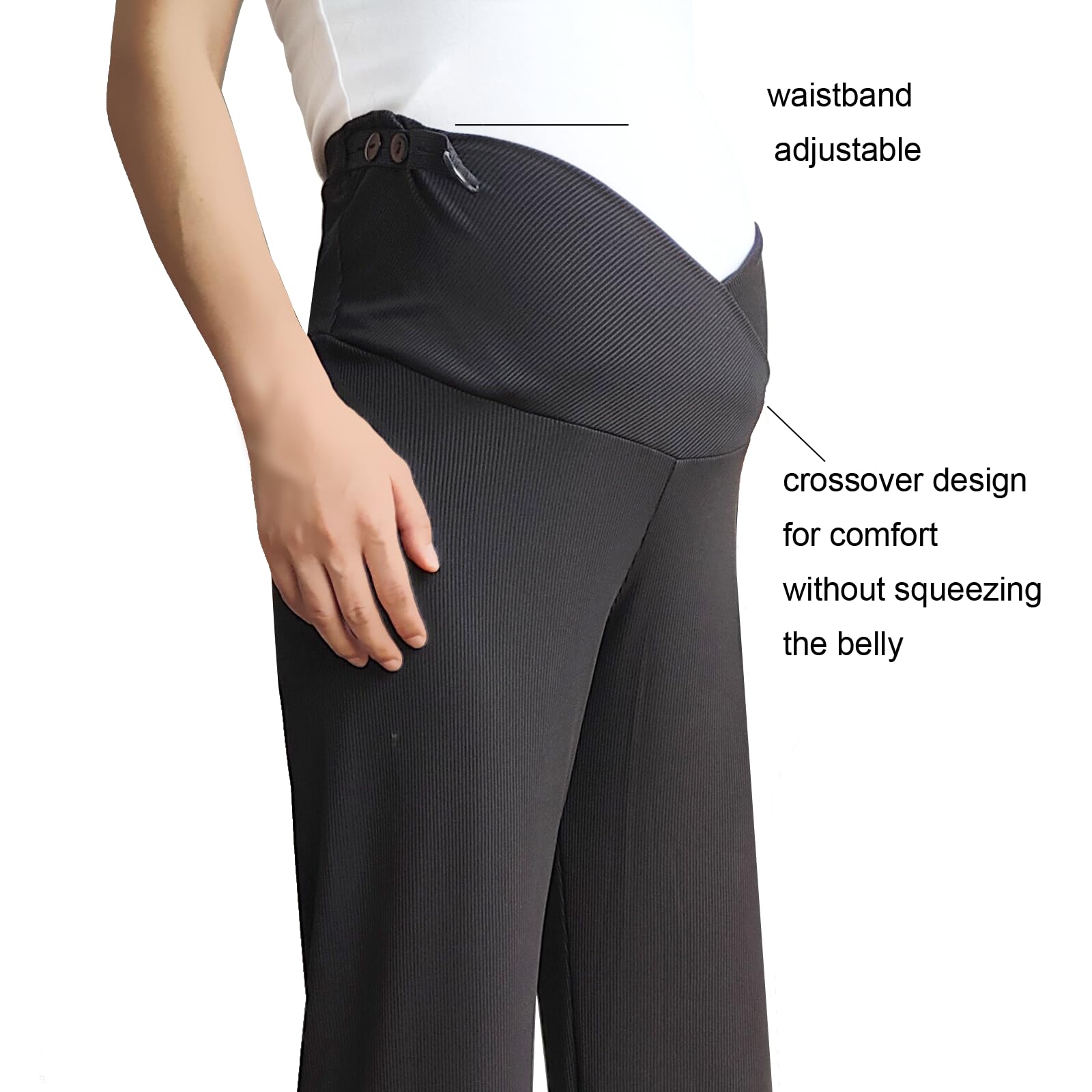 Pantalon Maternité Jambes Larges, Pantalon Long Décontracté de Grossesse Femme, Pantalons Maternité pour Travail, L'entraînement Salon L'athlétisme
