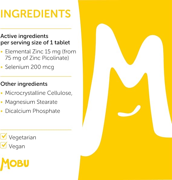Zinc 15mg & Selenium 200mcg - 120 Tablets - Picolinate & Selenomethionine Immune System Support MOBU UK