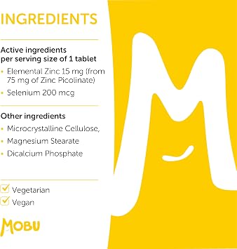 Zinc 15mg & Selenium 200mcg - 120 Tablets - Picolinate & Selenomethionine Immune System Support MOBU UK