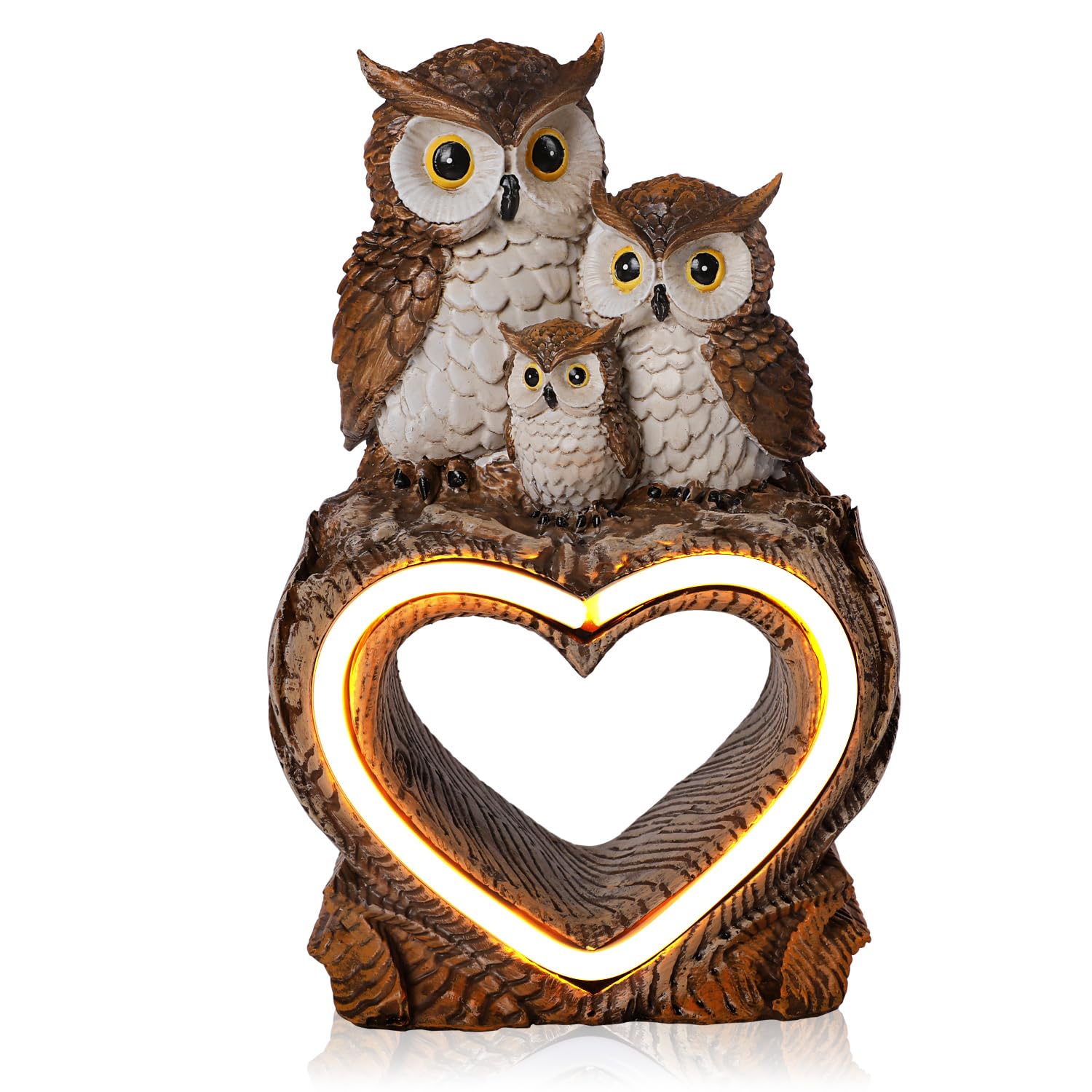 Statue hibou solaire étanche en résine pour baliser une allée sombre
