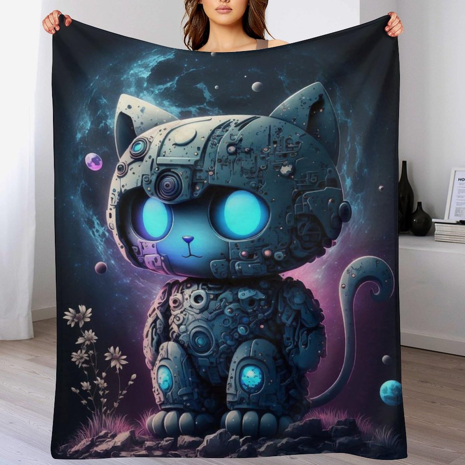 Couverture en flanelle chat mécanique : fini le froid sur votre lit ou canapé