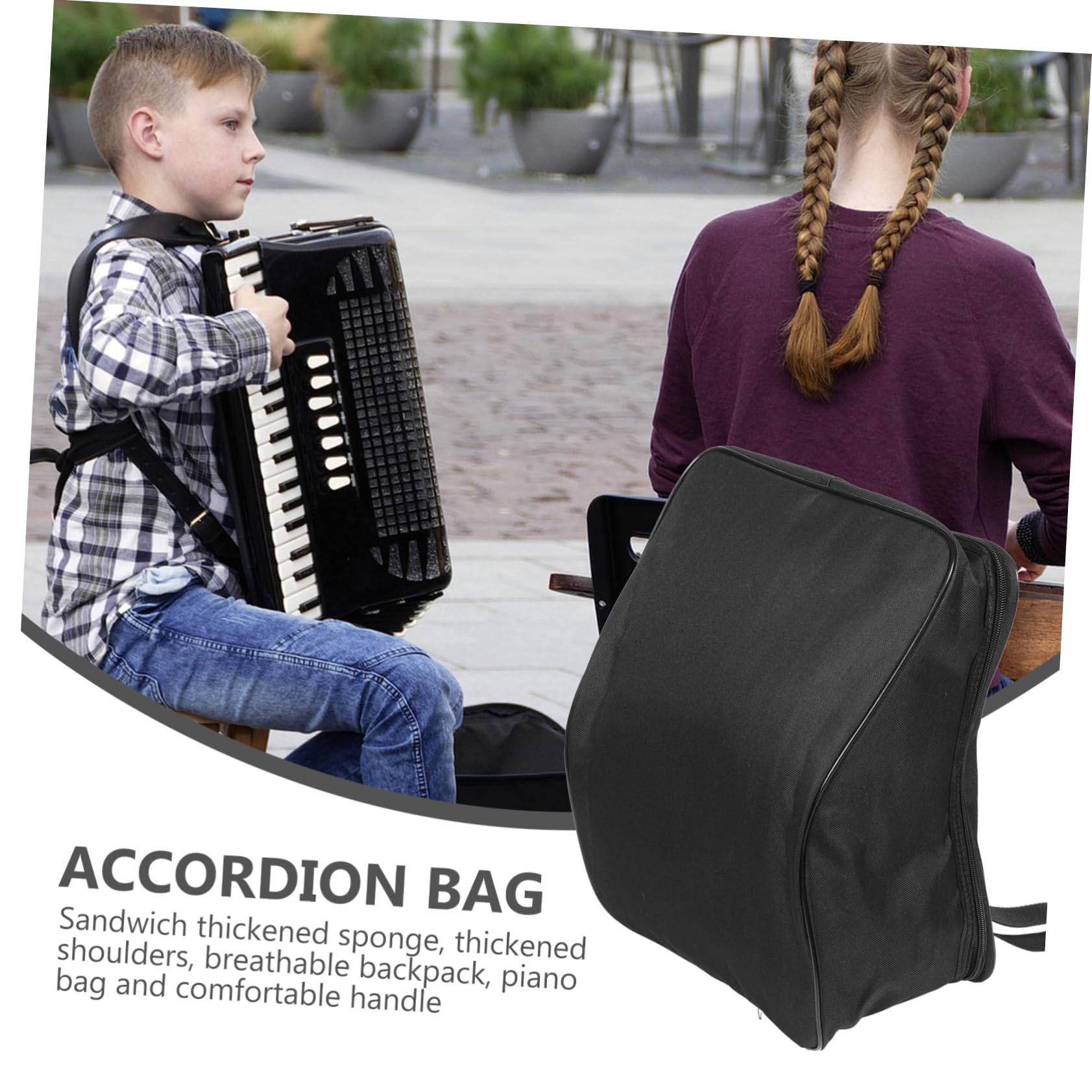 Abaodam Paquet à Dos Protection la Poussière et Saleté en Tissu Oxford pour Accordéon 8 Basses Noir Bandoulière Réglable pour Écoles et Églises