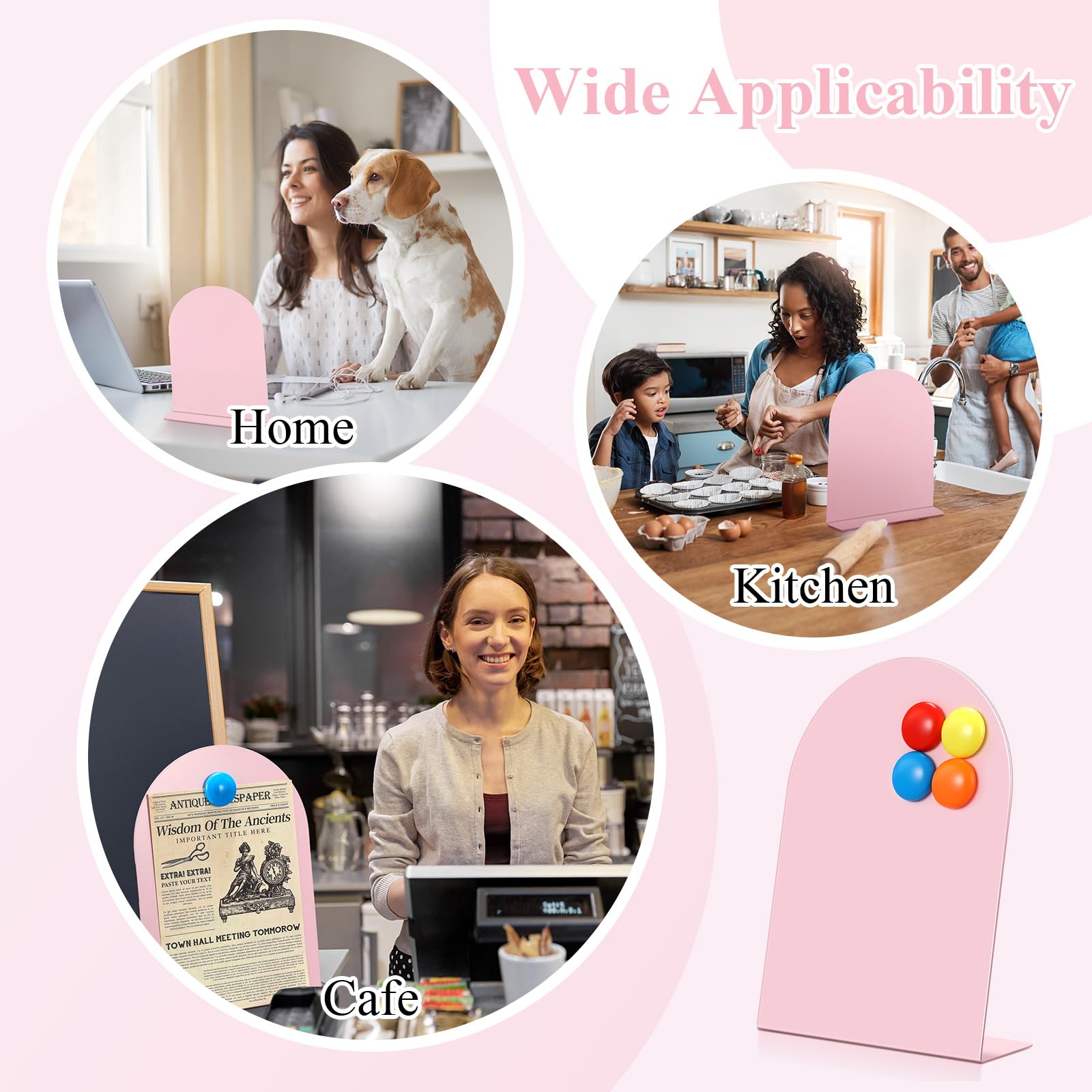 2 Pcs Desk Magnetic Bulletin Board Pink Memo Board - View #5