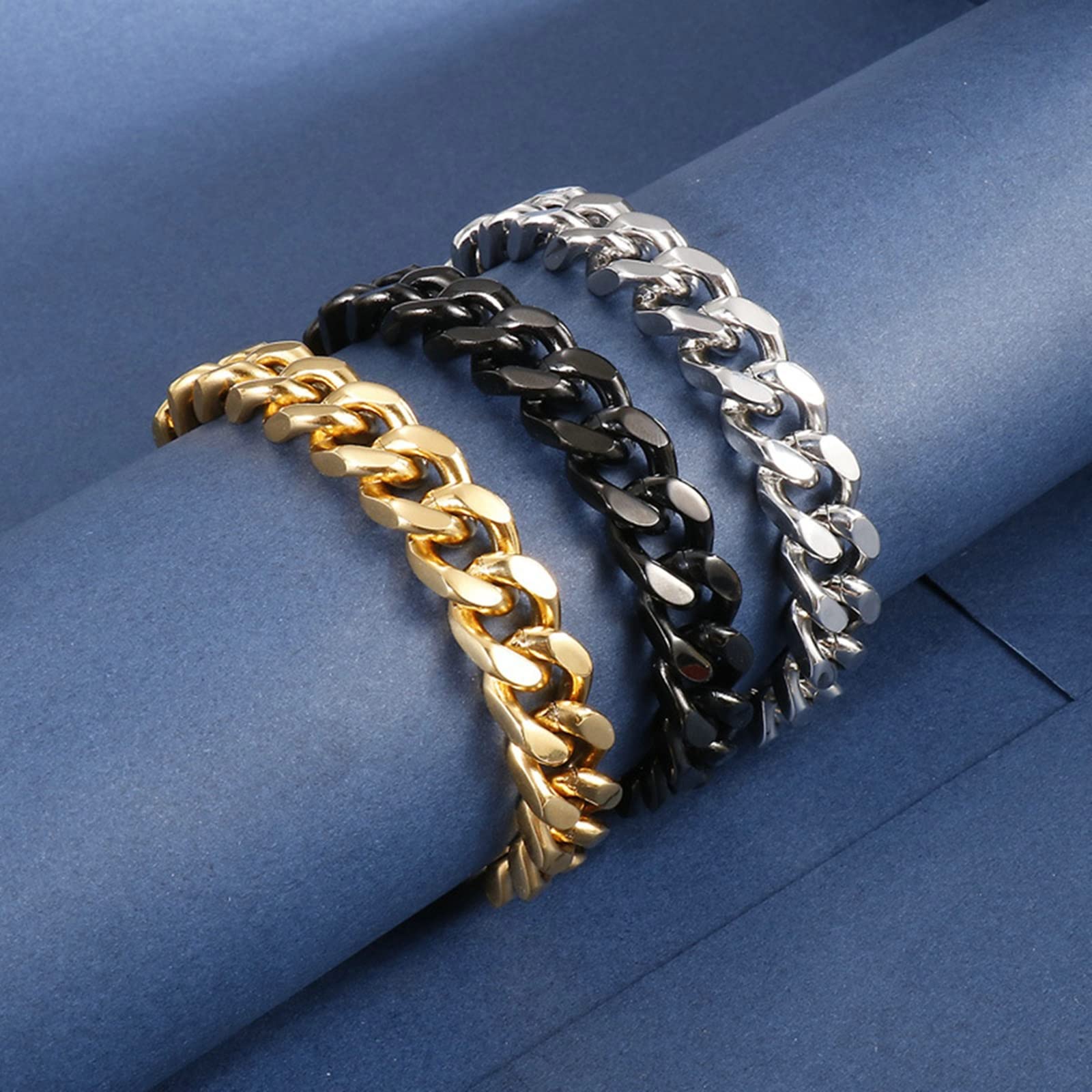 18-30 Zoll Männer Kette 12mm, Edelstahl Gold/Silber/Schwarz Hip Hop-Kettenkettenkette Halskette