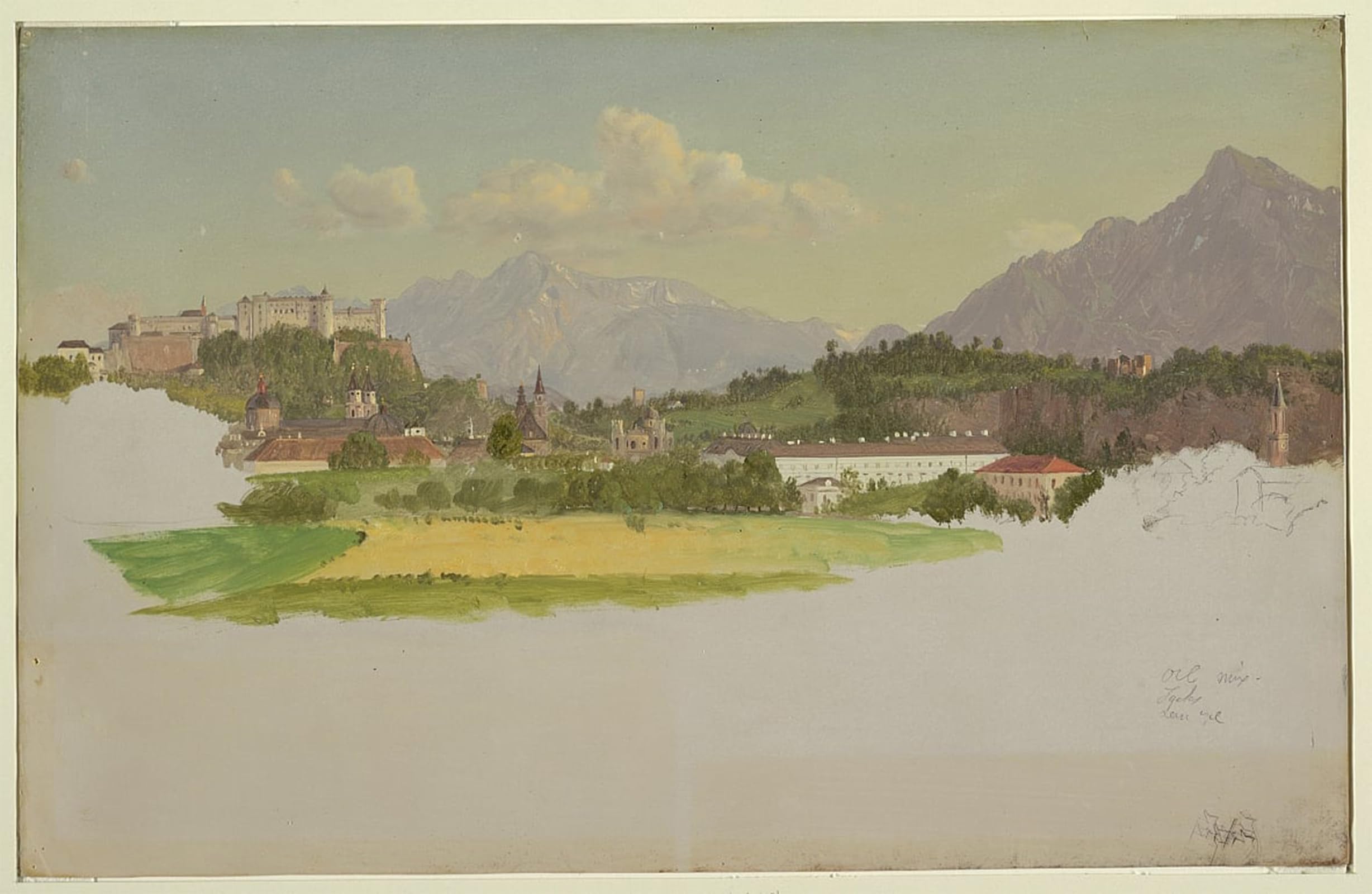 ARTXLXXBN Famous Prints Artwork Pictures Poster Painting Art Salzburg Austria by Frederic Edwin Church Artwork Landscape Pictures for Home Decor 60x90cm