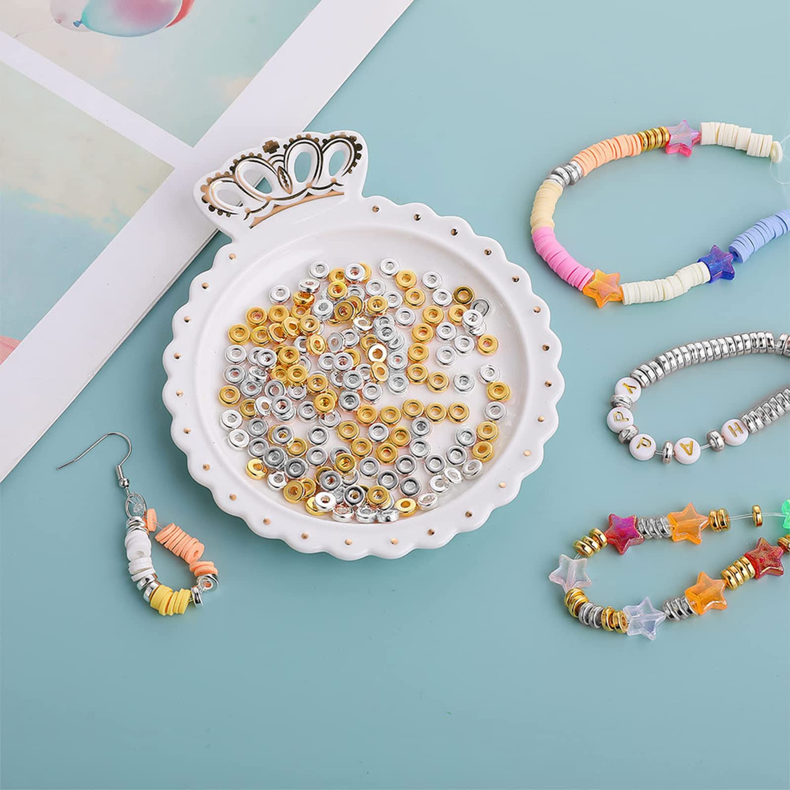 1000pcs Perles Heishi Dorées 6mm Perles Intercalaires