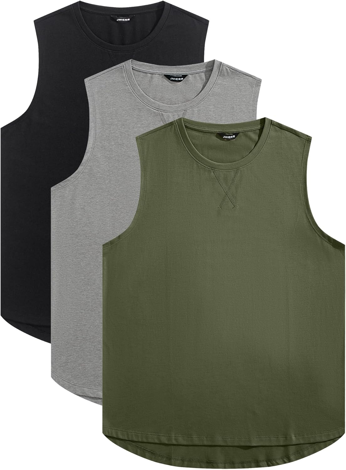 JMIERR Mens 3 Pack Cotton Tank Top Hipster Hip Hop Longline Crewneck Sleeveless Shirts - Image 4