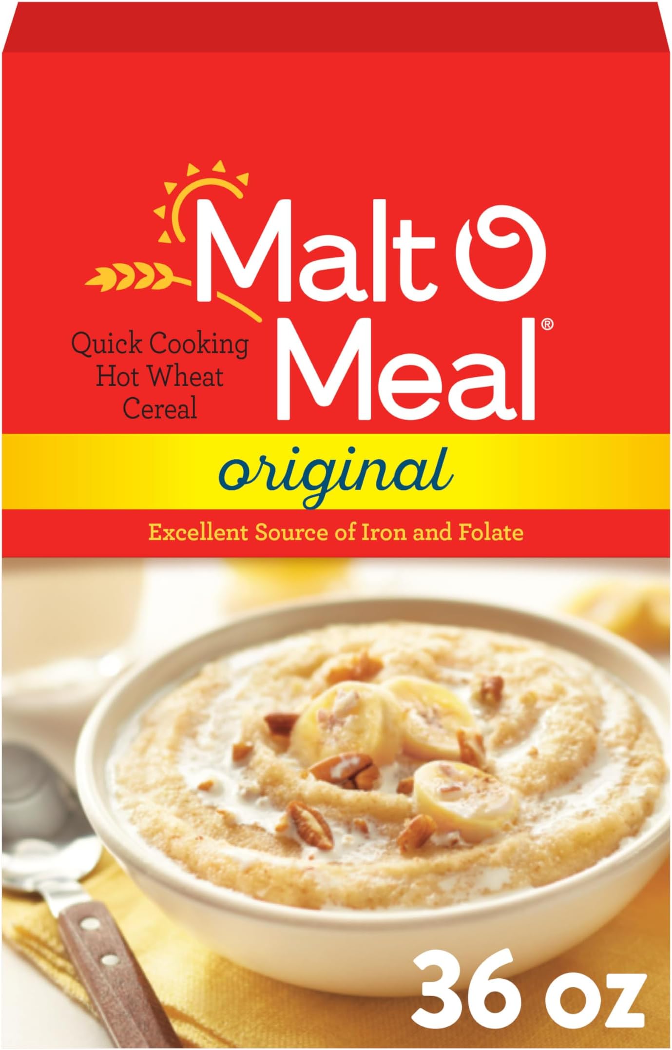 Hot Wheat Cereal, Original Flavor, Quick Cooking Breakfast, 36 oz Box