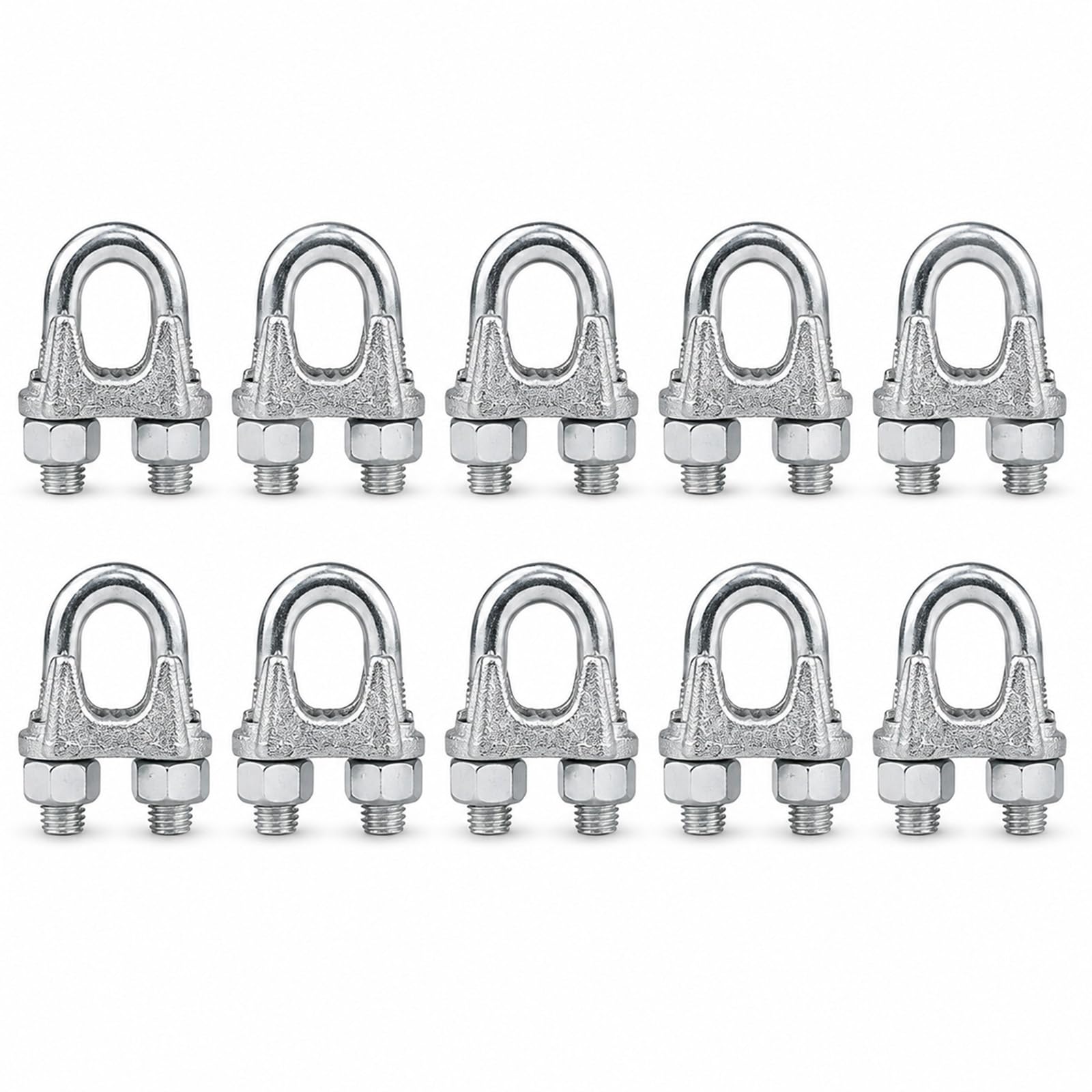 Clip for fune metallica zincata, fascette for cavi con bullone a U in acciaio forgiato, confezione da 10 | Fili profondi e selle larghe, for recinzioni, vele ombreggianti, tende e sartiame(M12)