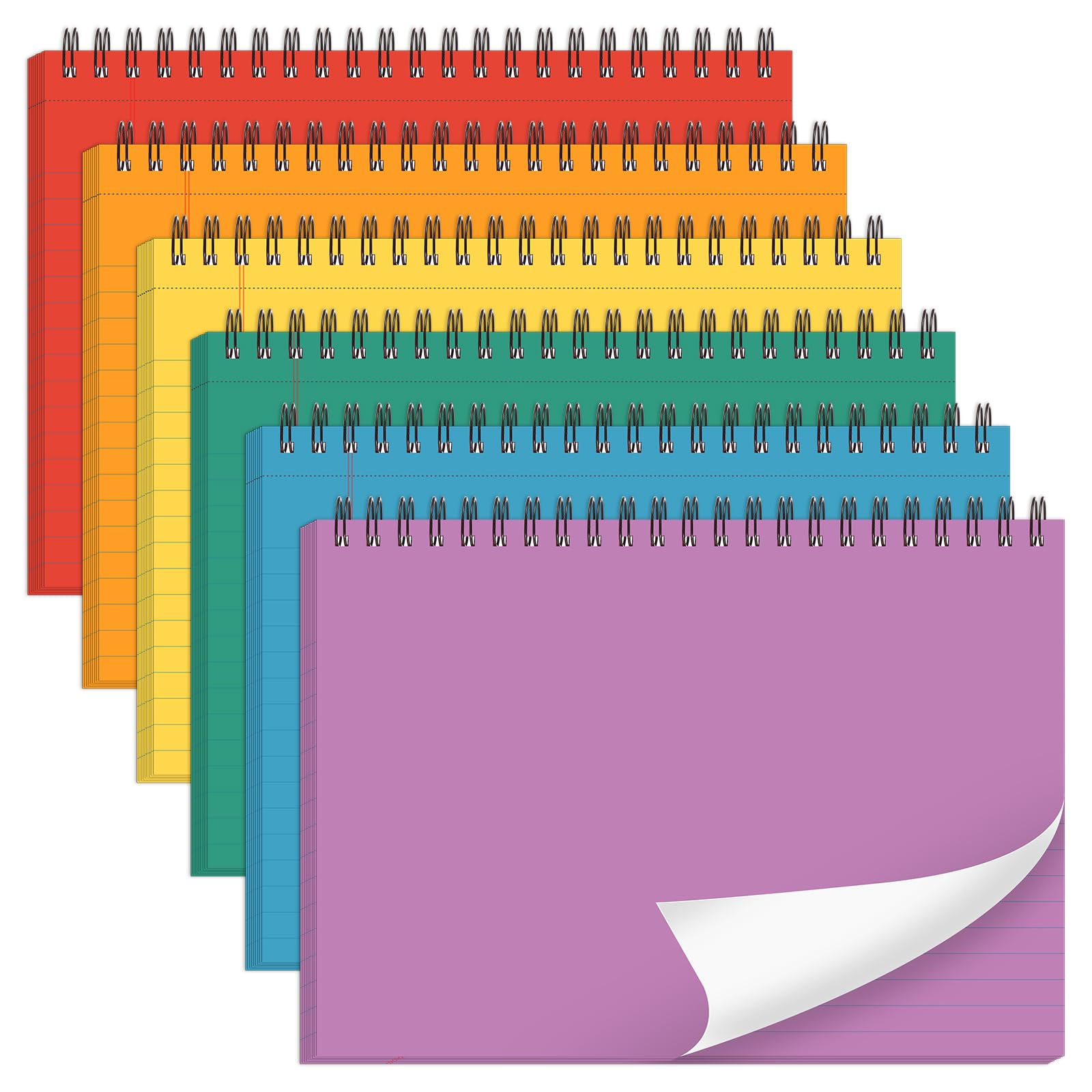 6 Pack 8.3" x 5.8" Top Spiral Legal Pads College Ruled Small Notebooks