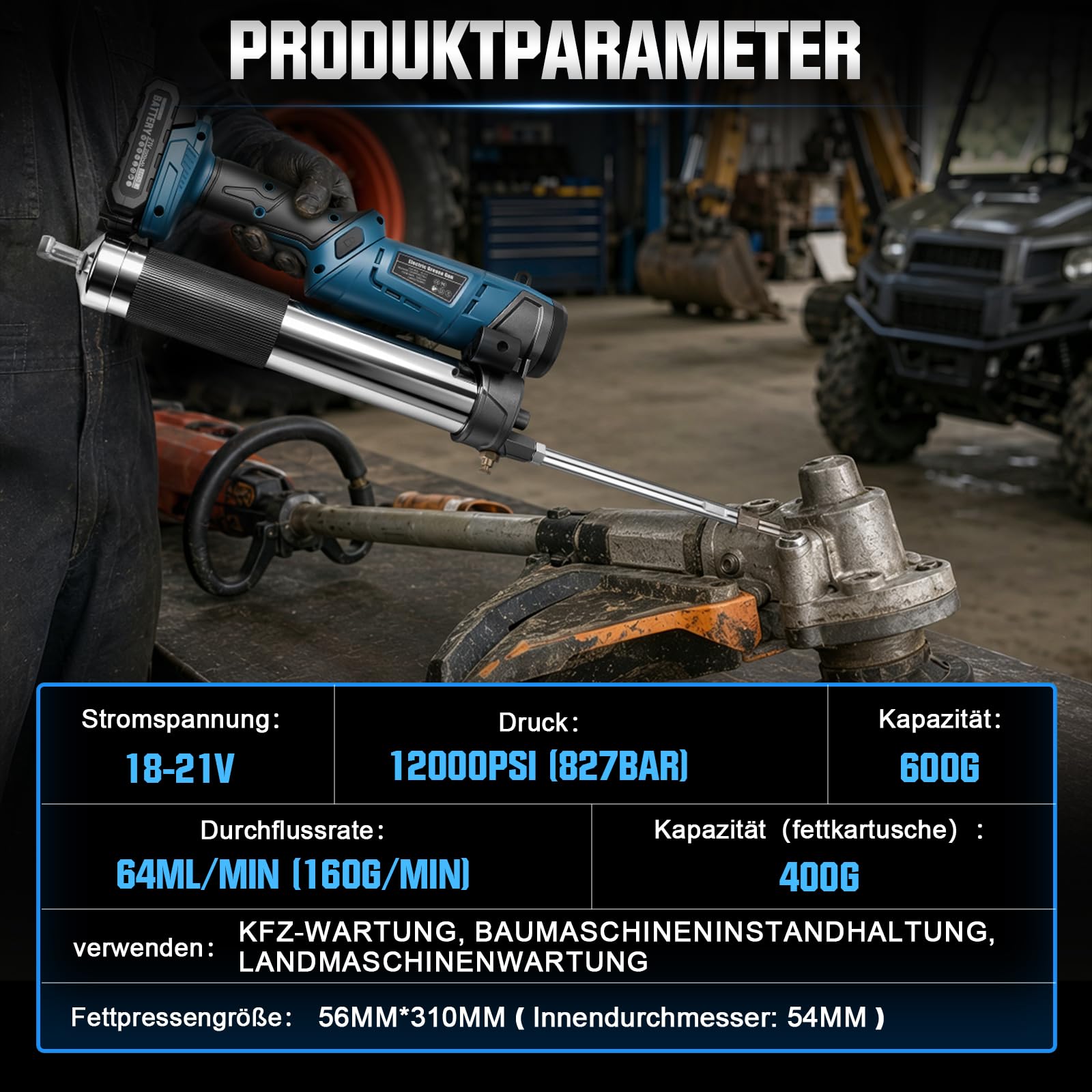 Akumulatorowa prasa do smaru 12000 psi, kompatybilna z akumulatorem Makita