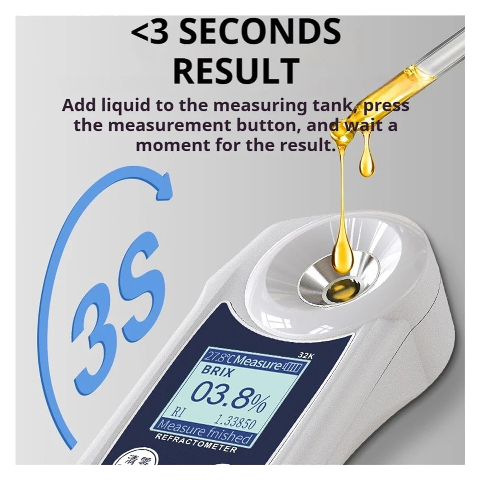 Réfractomètre numérique, compteur de saccharide Brix 0-32%, réfractomètre IP67 for la teneur en sucre des jus de fruits et des boissons Réponse rapide