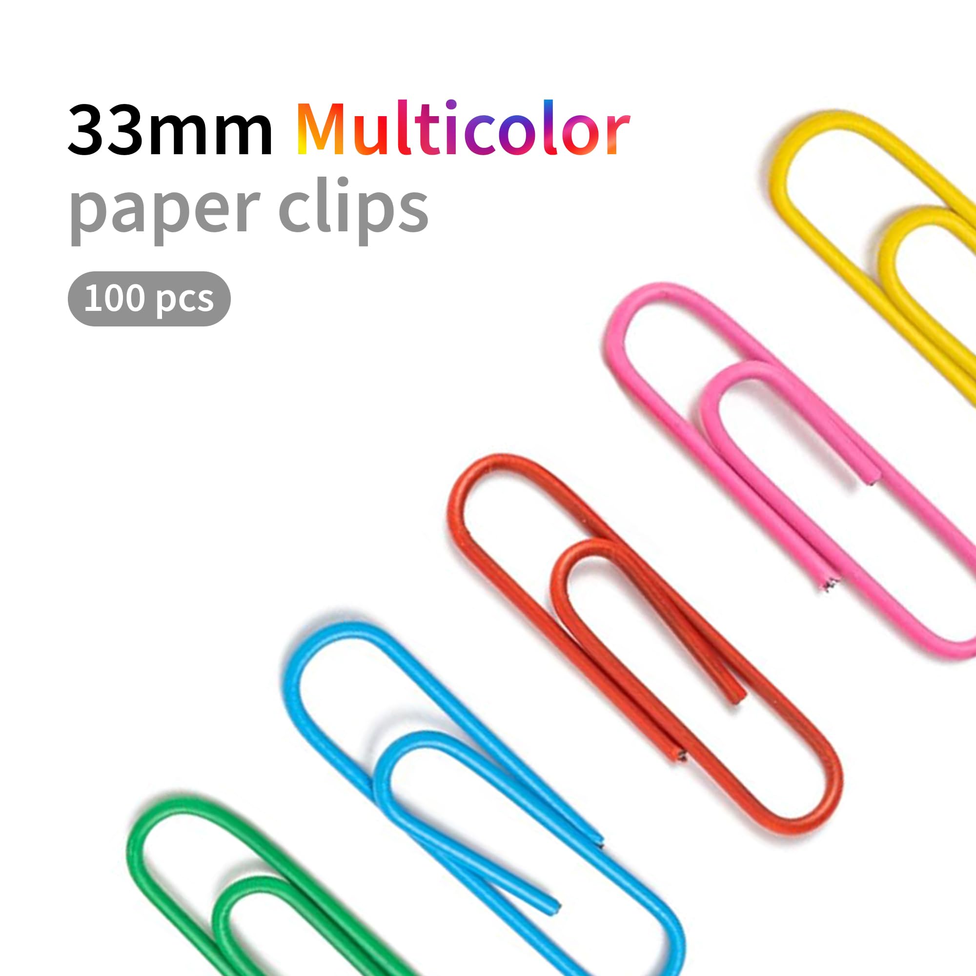 Graffette multicolore da 33 mm, 100 clip per scatola, in acciaio inox, antiruggine, perfette per ufficio, scuola e uso quotidiano (confezione da 4)