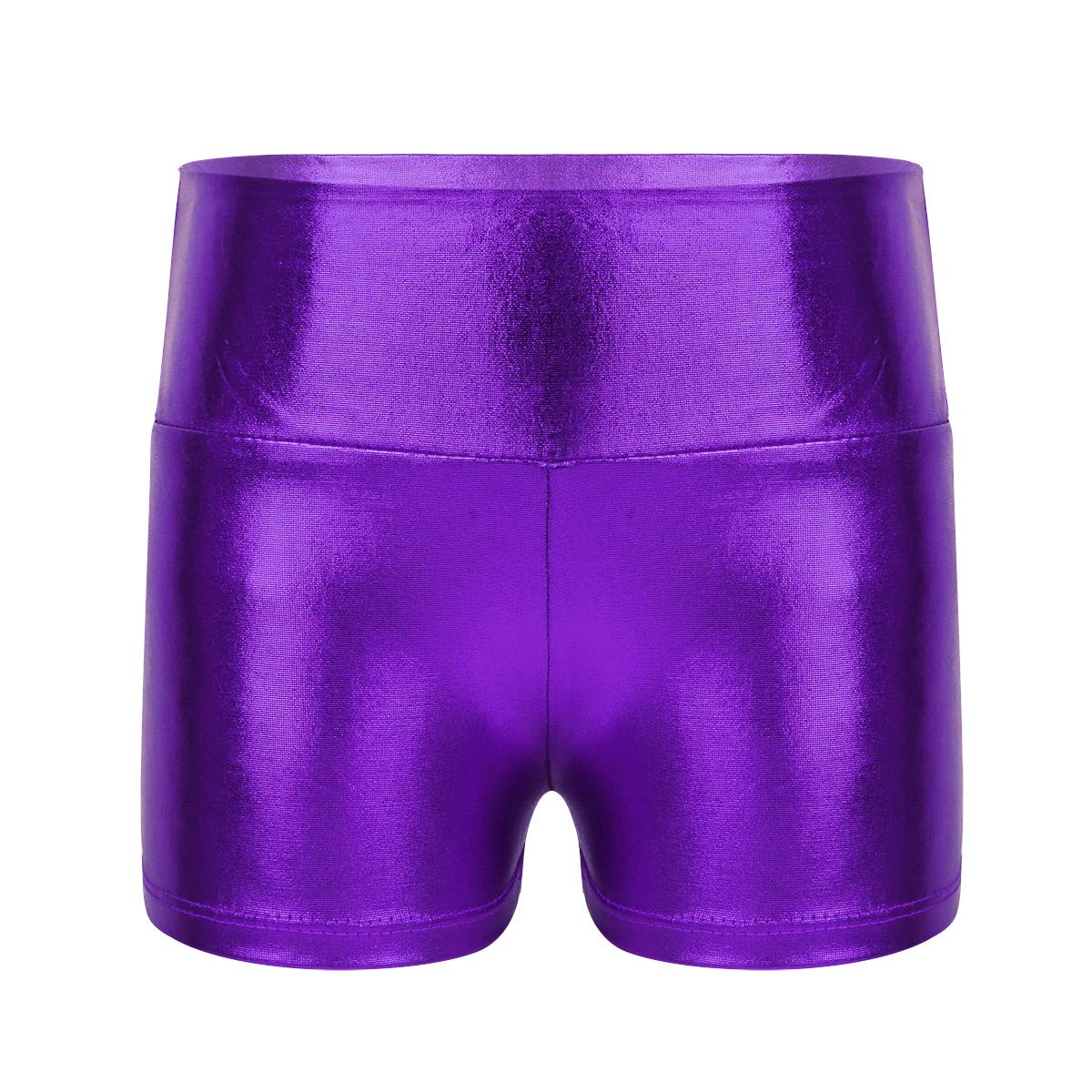 Kids Big Girls Shiny Metallic Boy-Cut Yoga Shorts for Sports Gymnastics Fitness Dance Active Wear Underwear