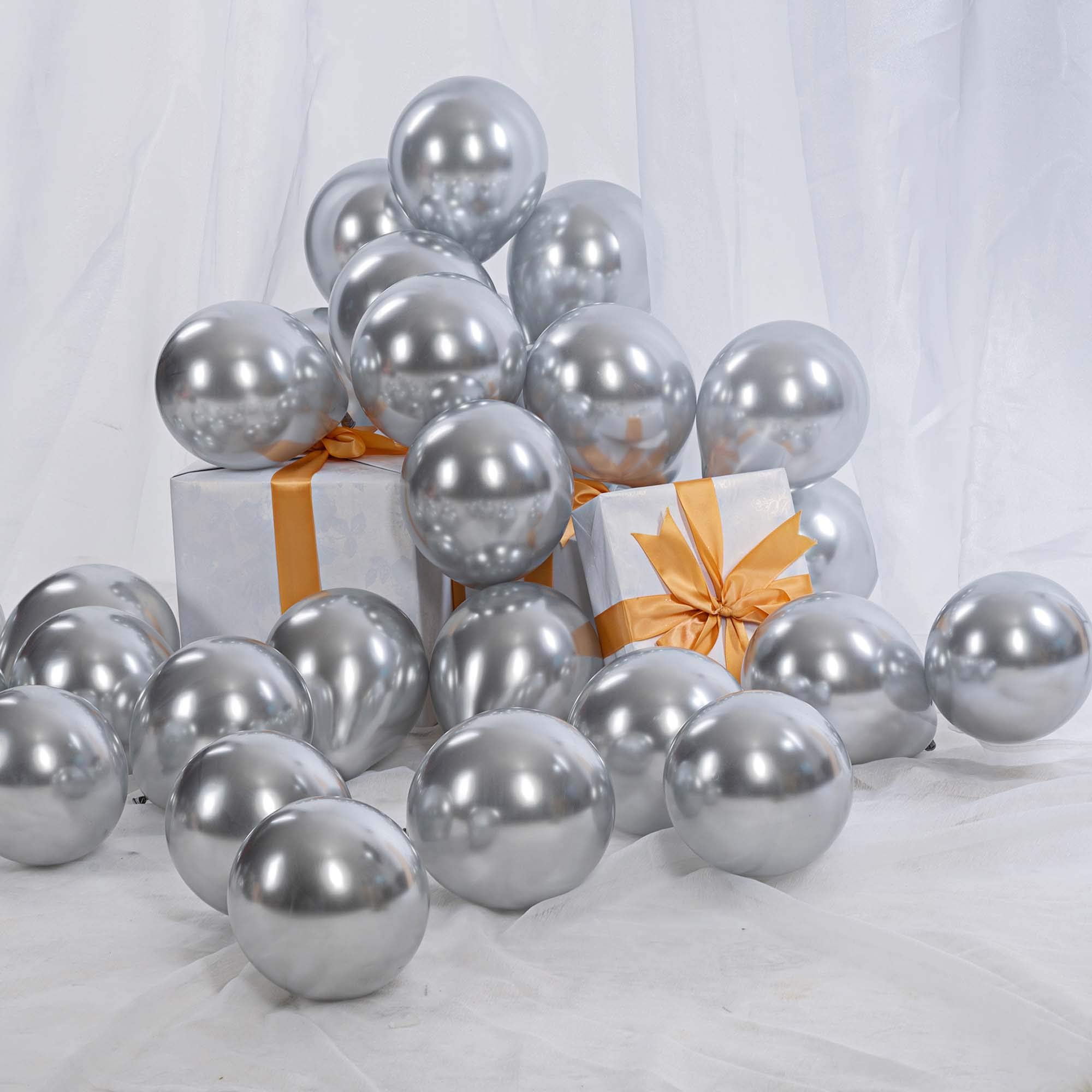 Miniglobos Metálicos Plata de 5 Pulgadas Globos pequeños de Látex Decorativa 100 Piezas para Decoración de Fiesta Festival Compromiso Boda Cumpleaños