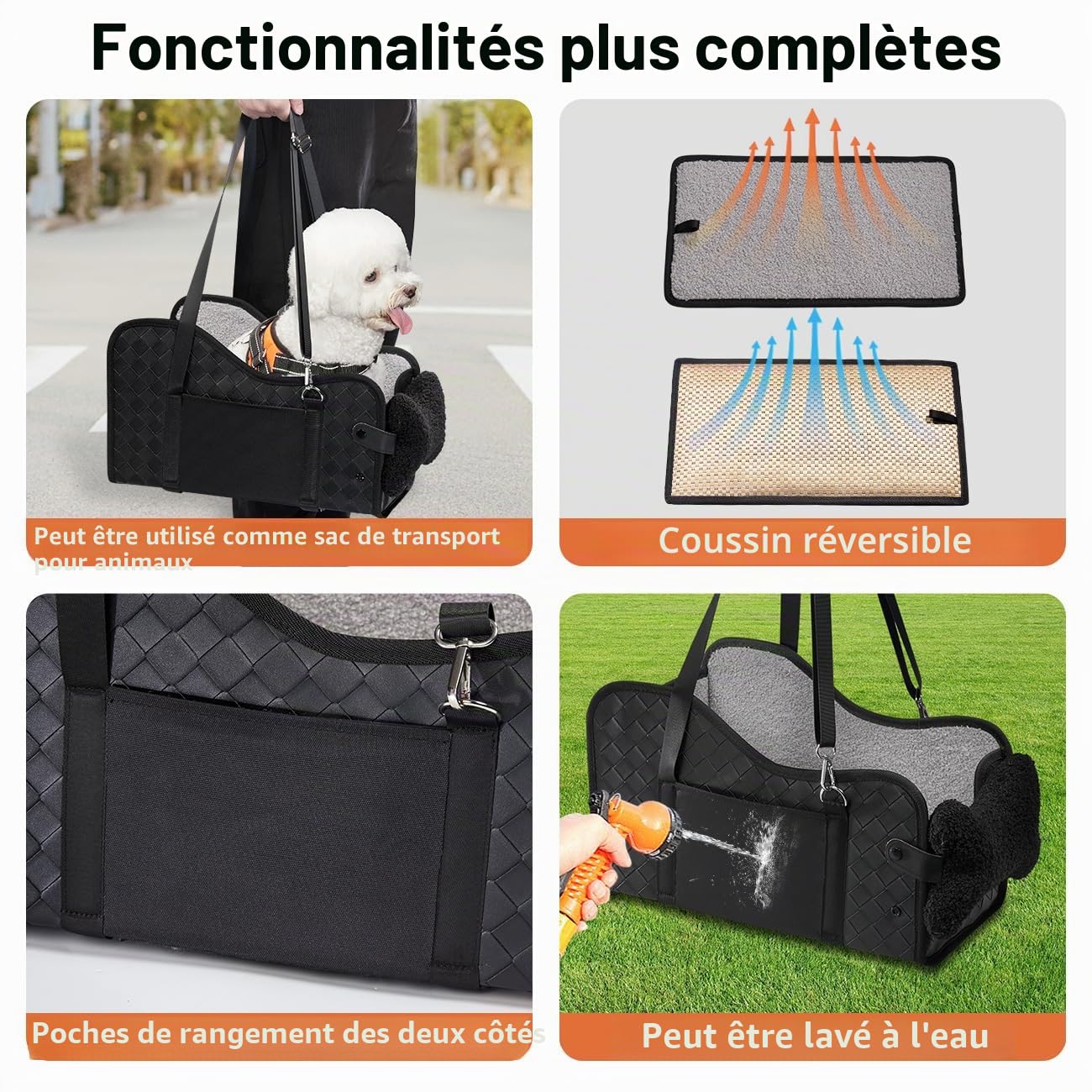 GGW Siège Auto 99% accoudoir Central Petits Chiens Fixation étanche Cuir Noir