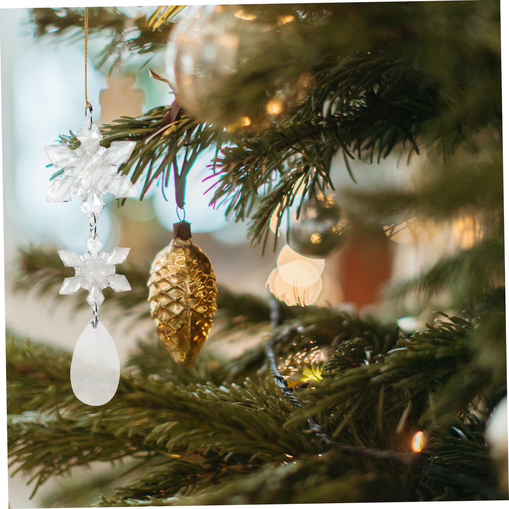 Cabilock 2 Sätze Acryl Transparent Schneeflocke Anhänger Kombi Set Christbaumschmuck Anhänger Weihnachtsdeko Outdoor Schneespray Für Christbaum Weihnachtskugel 18 Stück * 2