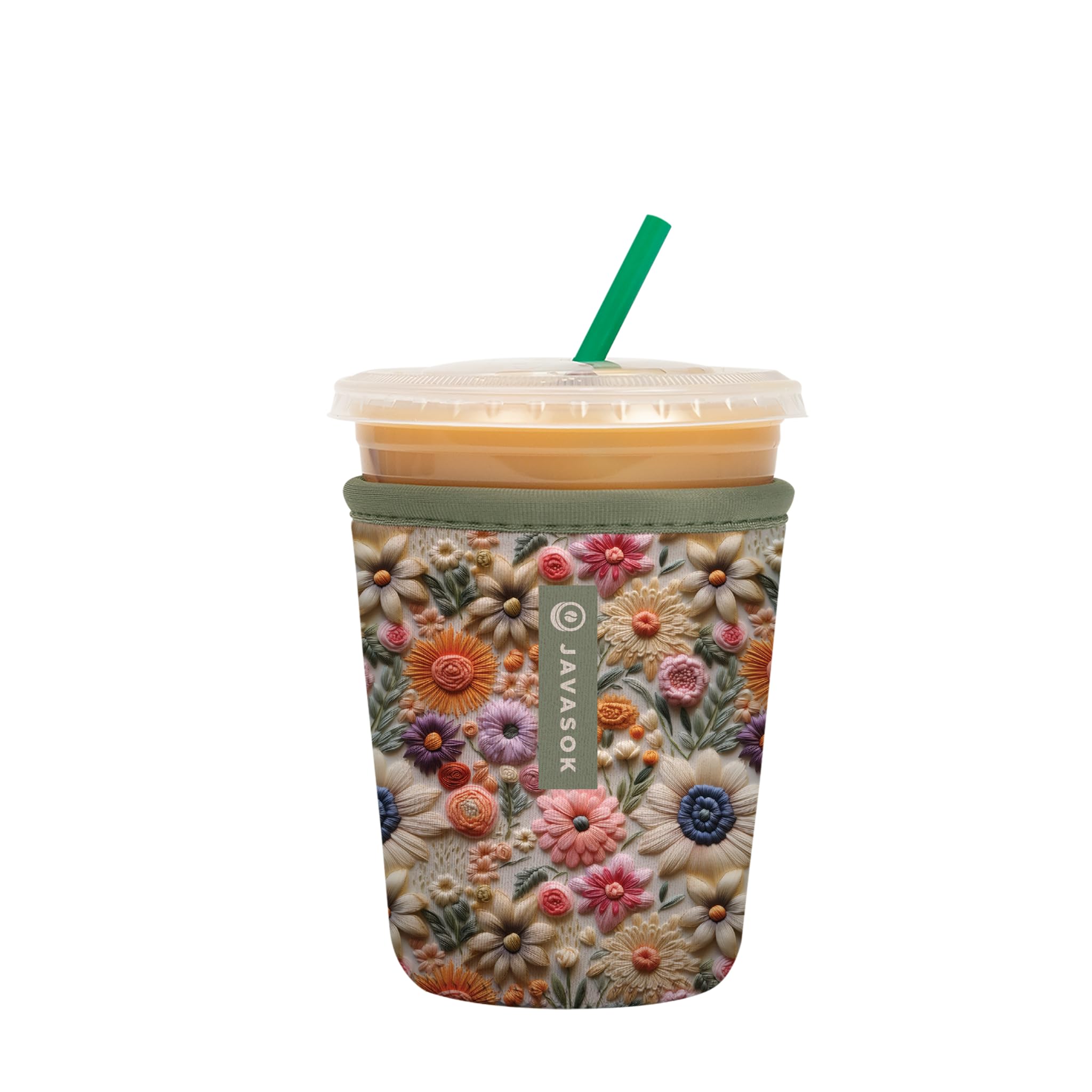 Sok It JavaSok Iced Coffee &amp; Cold Soda Insulated Neoprene Cup Sleeve (Wildflower Meadow, Small: 16-20oz)