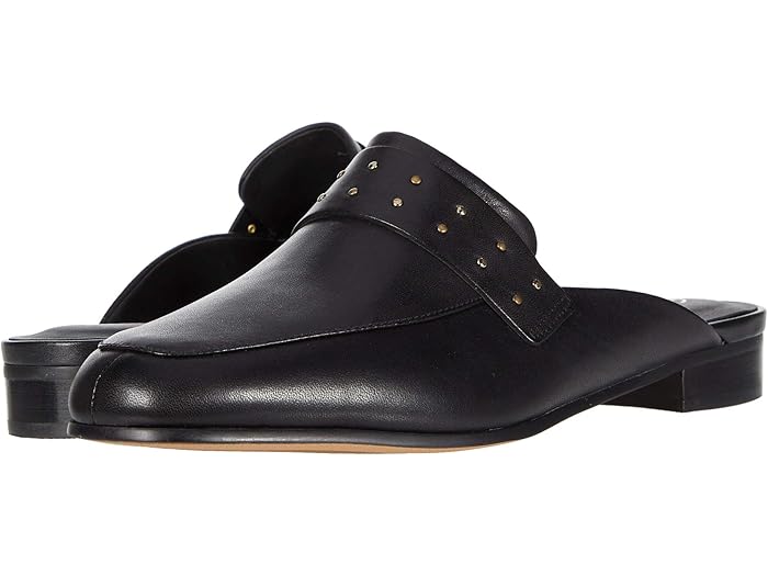clarks black leather mules