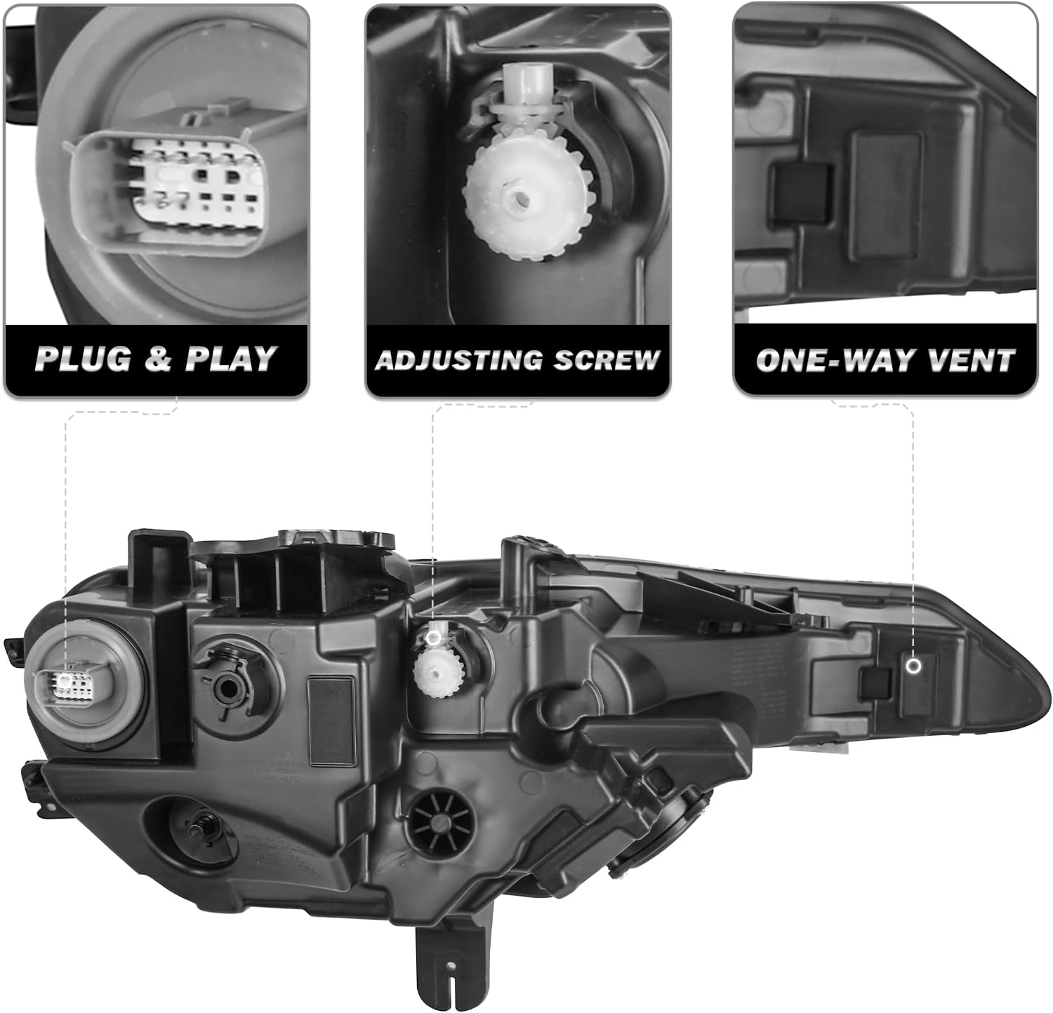 SOCKIR Headlight Assembly Fit for 2019-2024 Chevy Camaro RS|SS|1SS|2SS LED Type OE Style Factory Headlamp Pair Set Black Housing Clear Reflector