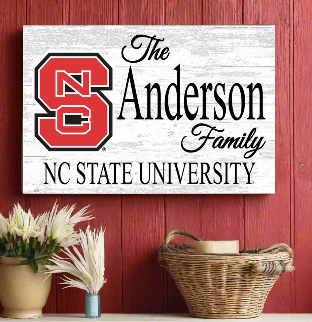 NC State Family Name Sign Solid Wood for Wolfpack Family, Fans, Alumni, Students or Graduation