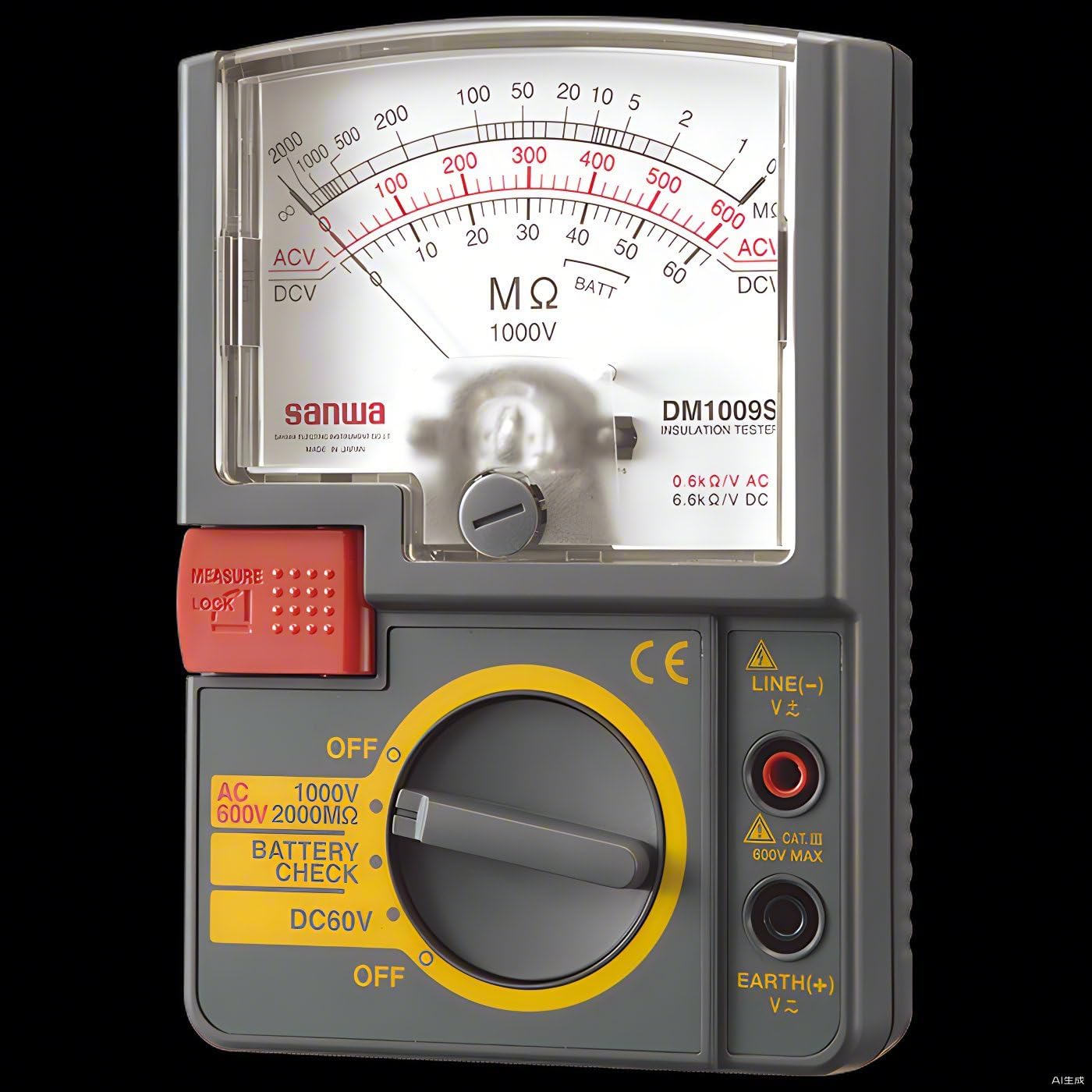 Japan Sanwa DM509S DM1009S Insulation Testers/Analogy Type Single Test Voltage Range 1000V/2000MΩ Single Range, Lightweight Design(DM1009S)